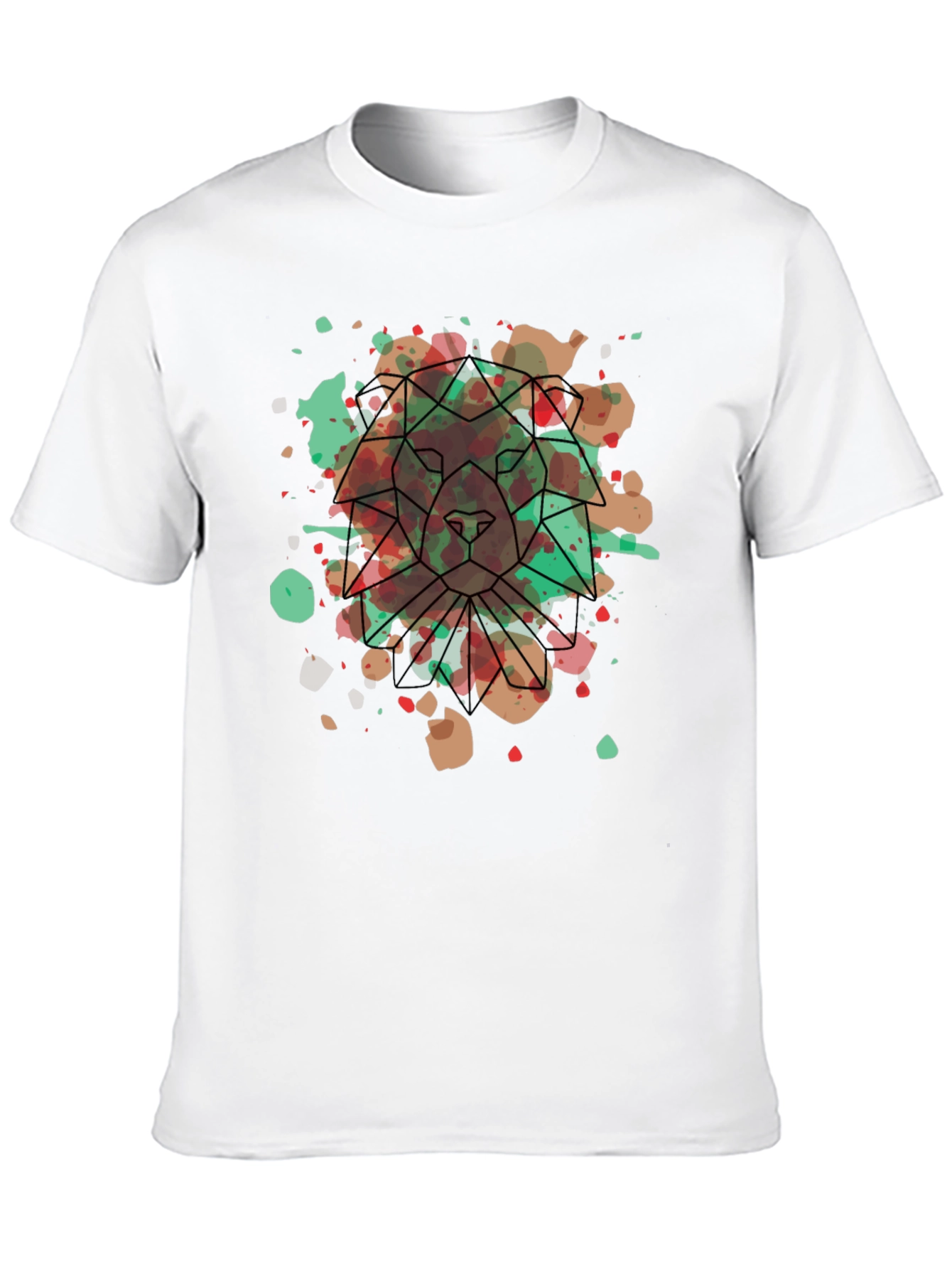 Geometric Lion Graphic Tee - Artistic Menswear