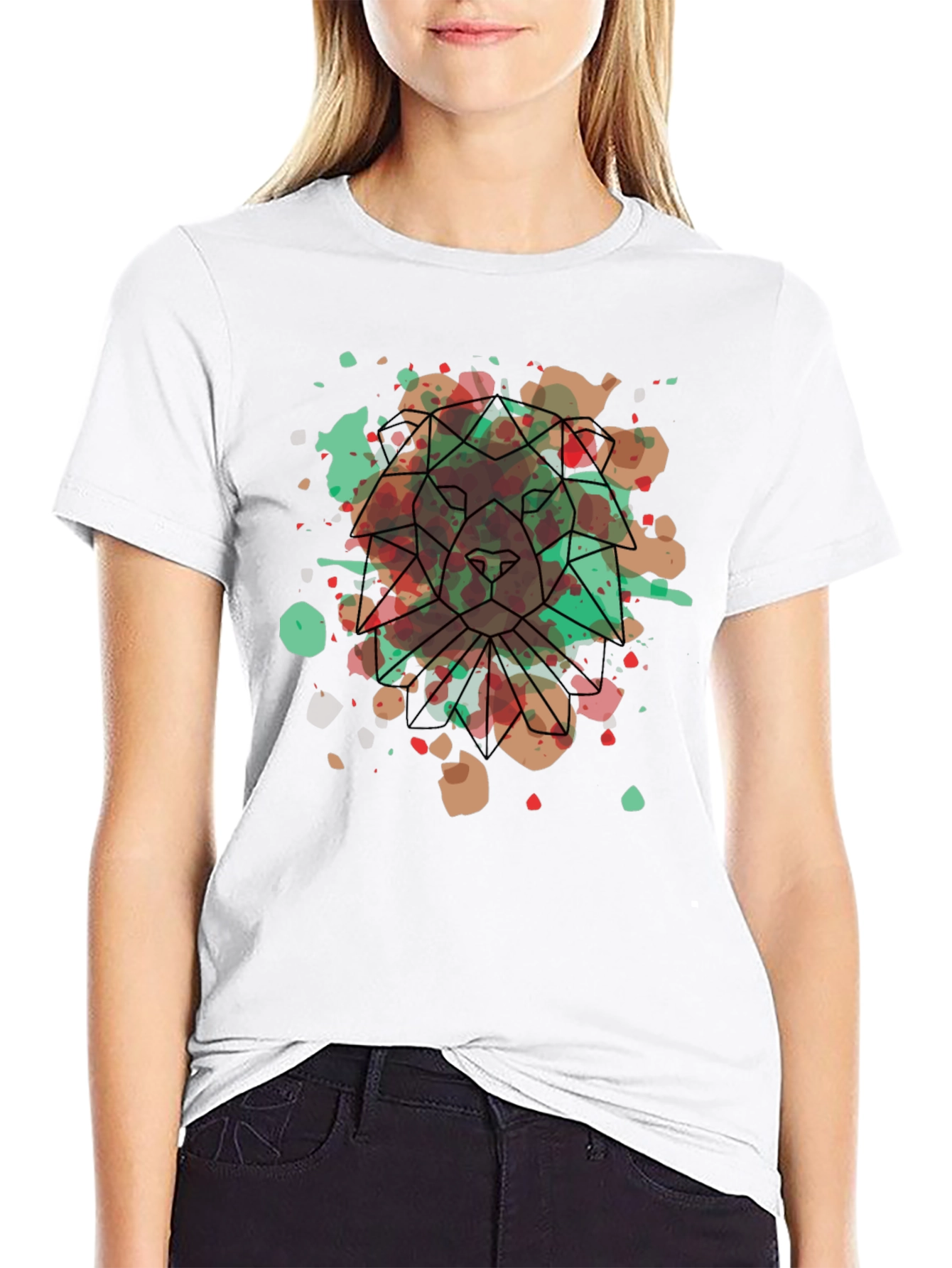 Geometric Lion Graphic Tee - Artistic Menswear