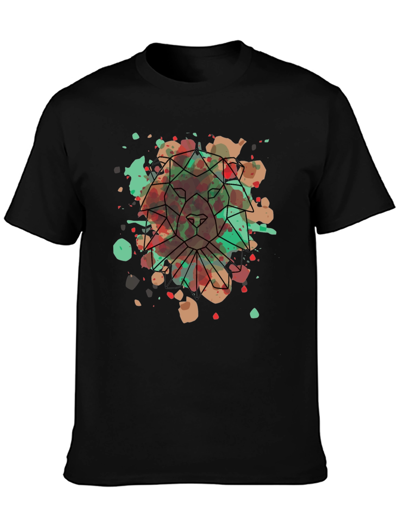 Geometric Lion Graphic Tee - Artistic Menswear