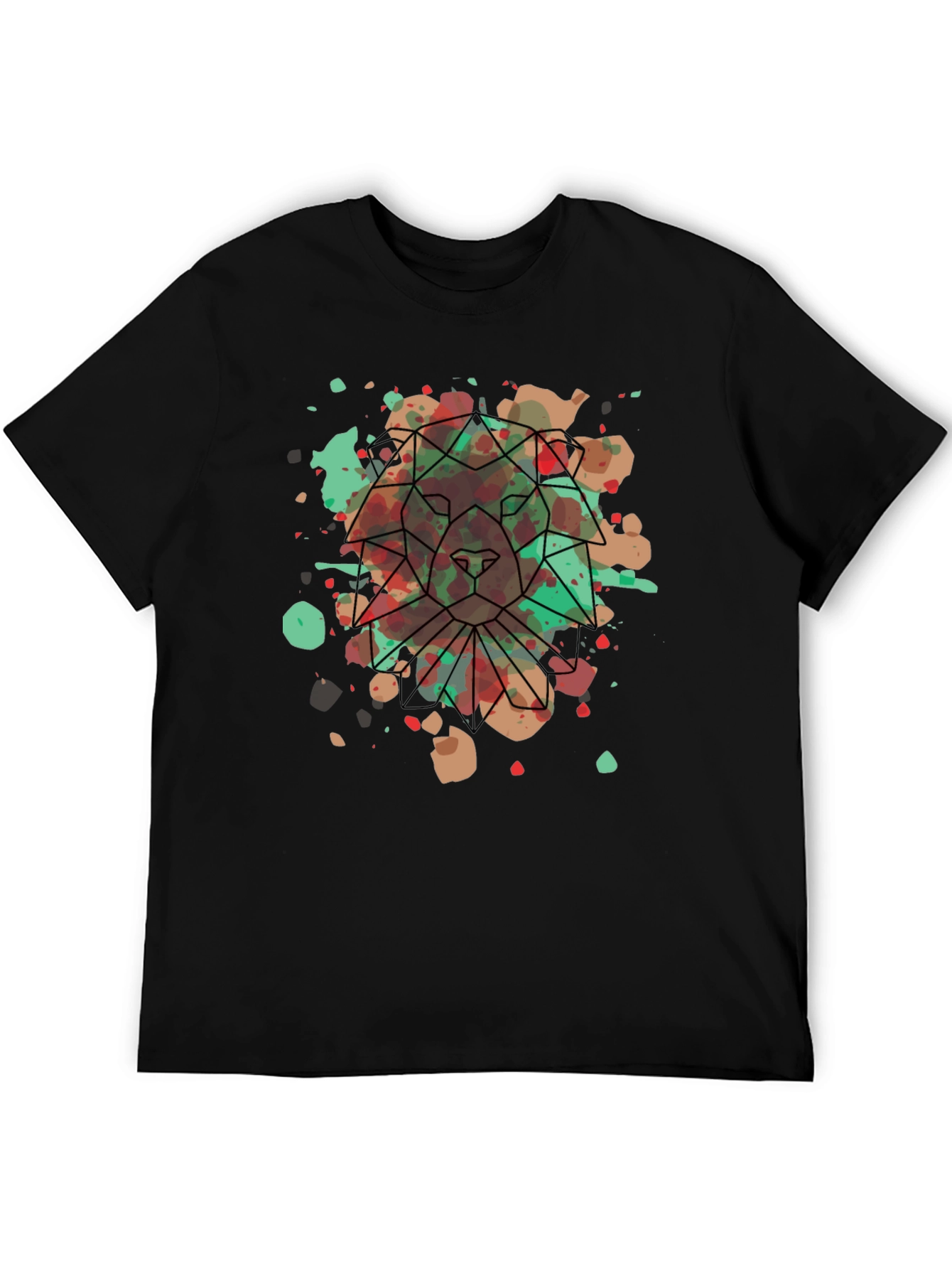 Geometric Lion Graphic Tee - Artistic Menswear
