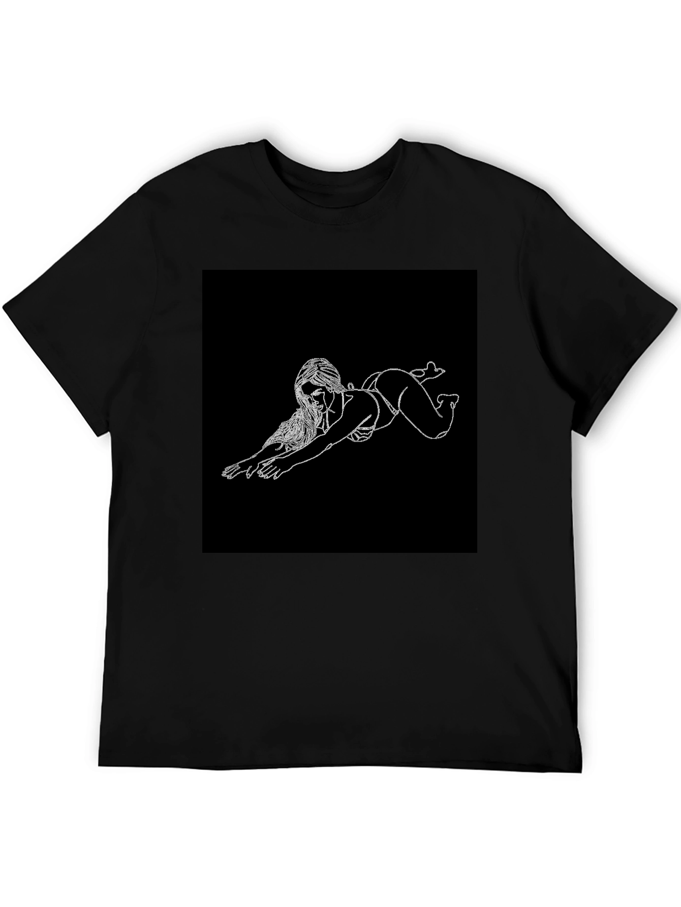 Black T-Shirt with Figure Print