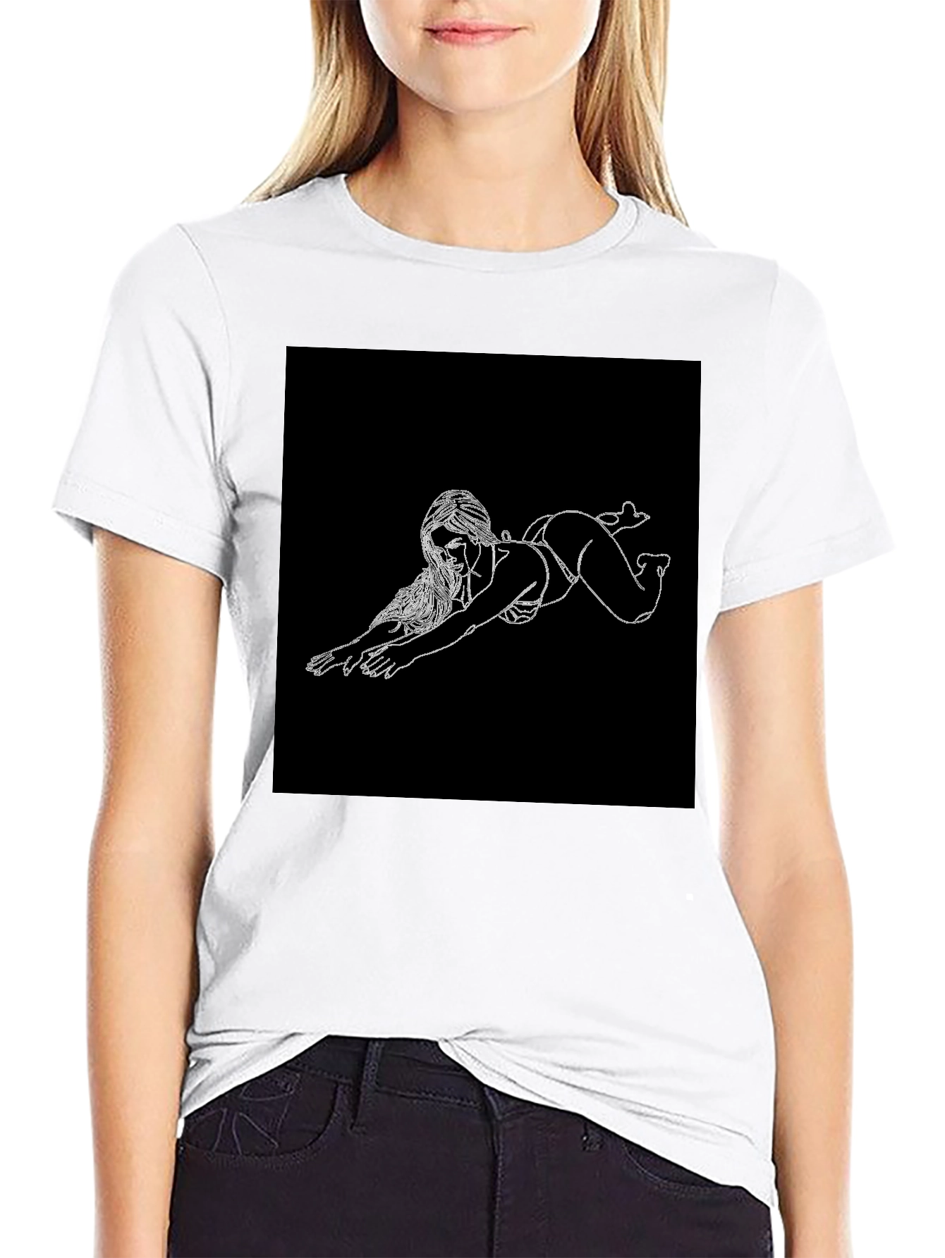 Black T-Shirt with Figure Print