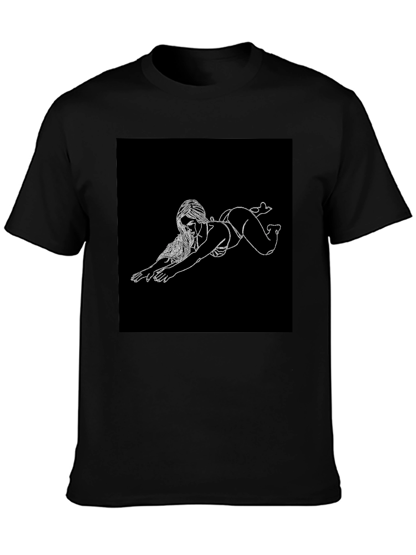 Black T-Shirt with Figure Print