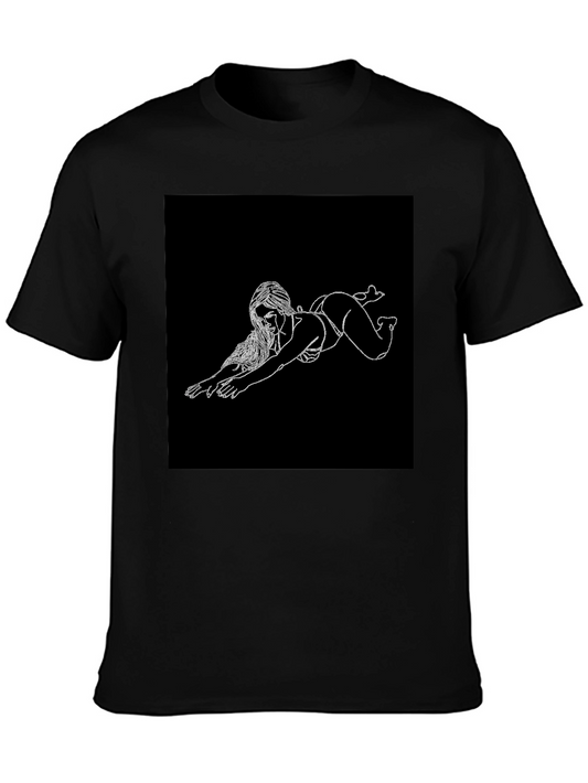 Black T-Shirt with Figure Print