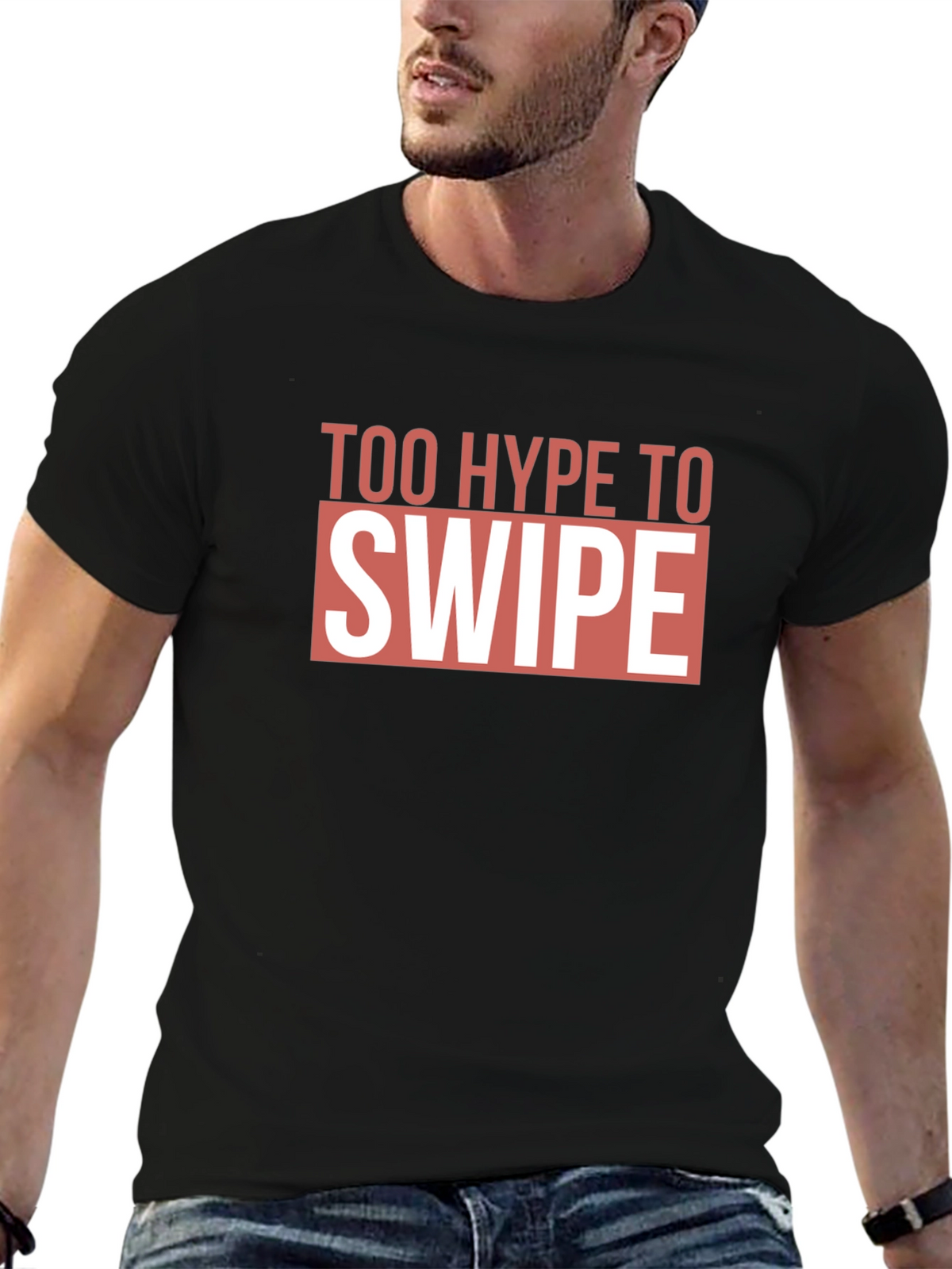 Too Hype To Swipe Graphic Tee - Black