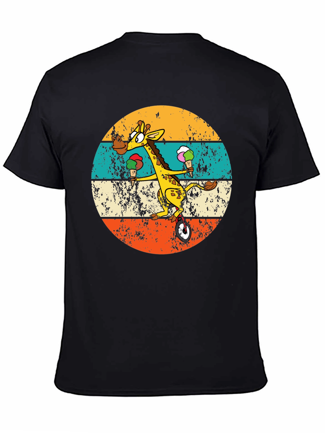 Giraffe Ice Cream Unicycle T-Shirt