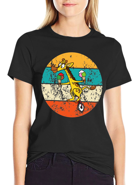 Giraffe Ice Cream Unicycle T-Shirt