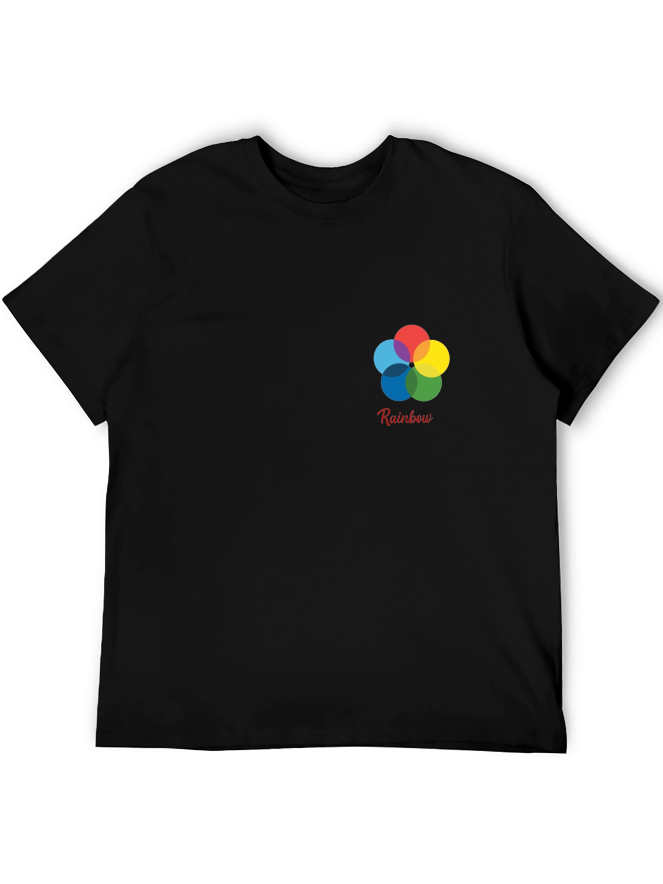 Rainbow Flower Graphic Black T-Shirt