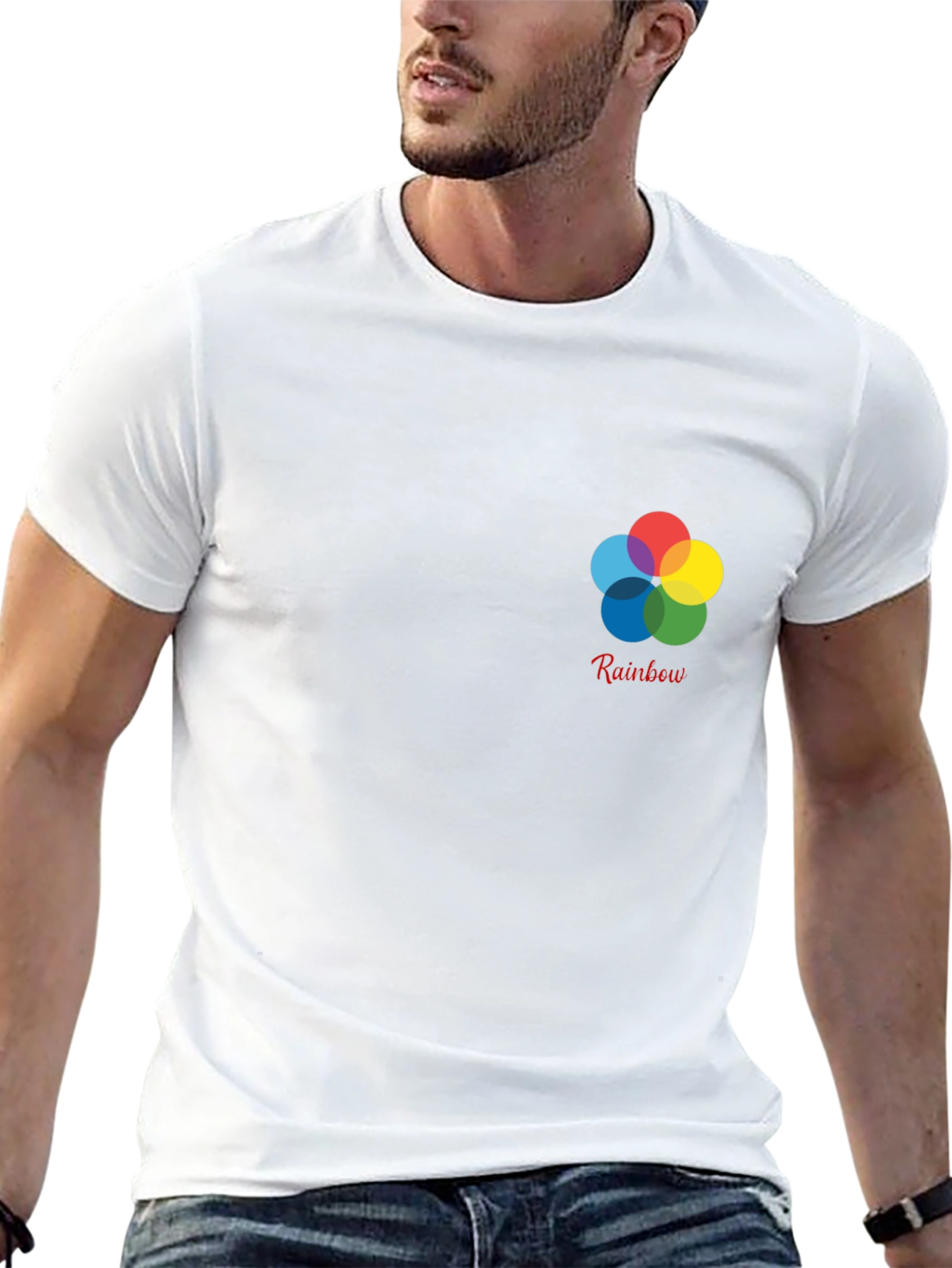 Rainbow Flower Graphic Black T-Shirt