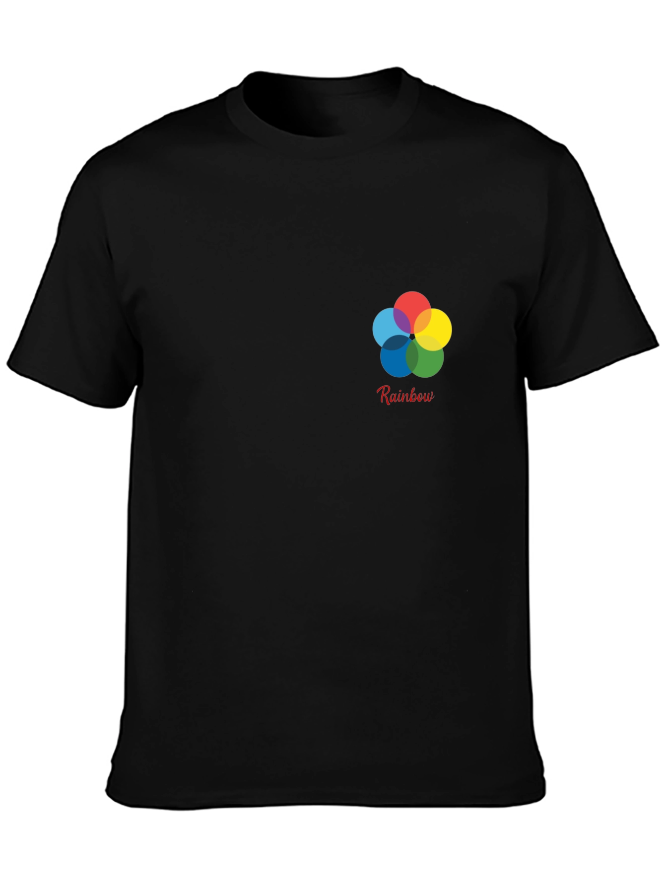 Rainbow Flower Graphic Black T-Shirt
