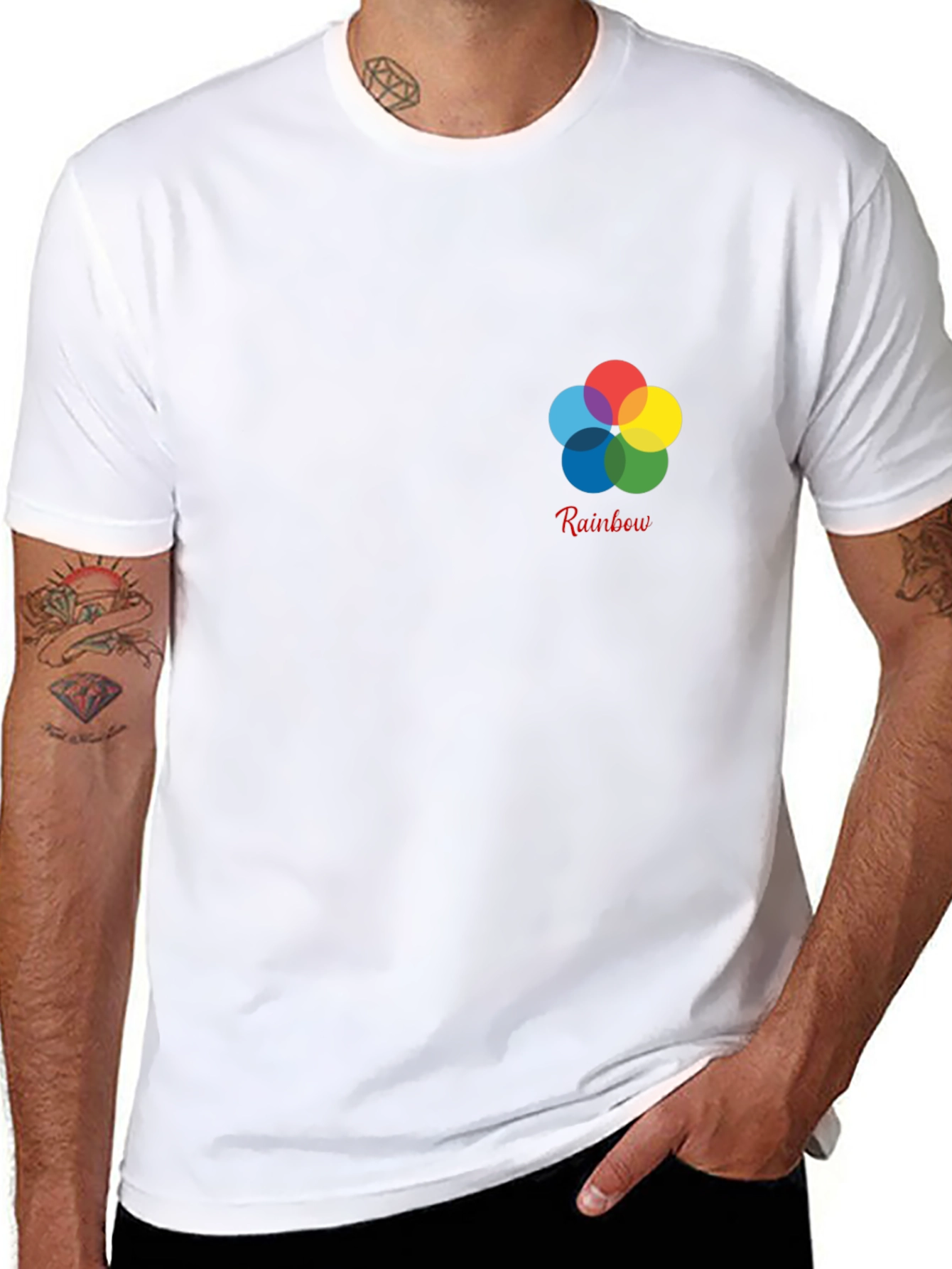 Rainbow Flower Graphic Black T-Shirt