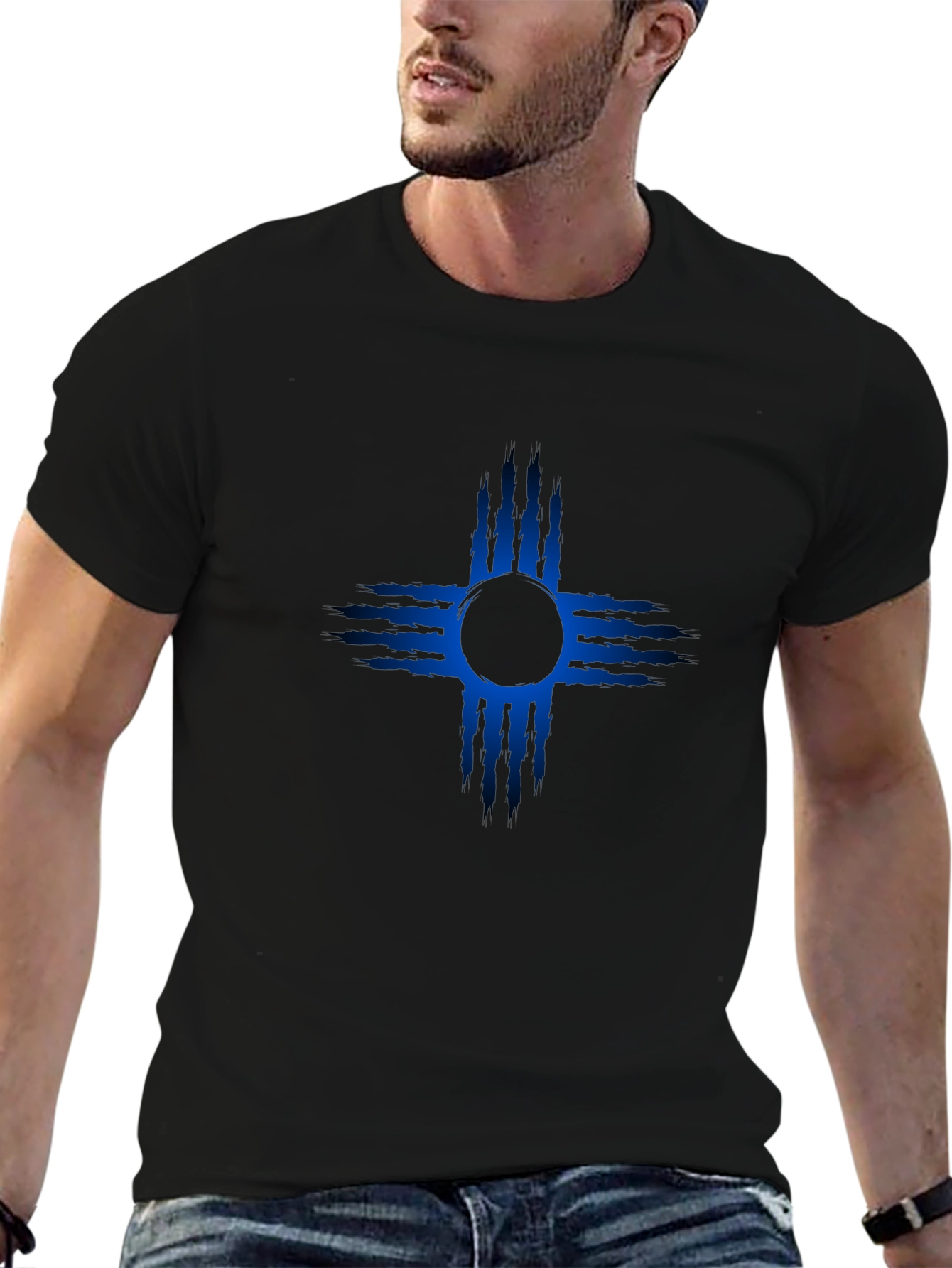 New Mexico Zia Symbol T-Shirt - Mens Black Tee