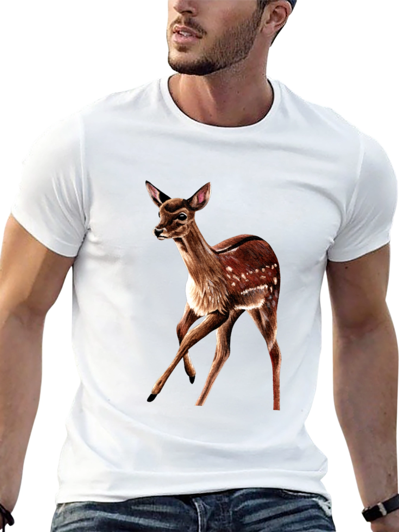 Deer Graphic T-Shirt - Classic Fit Animal Lover