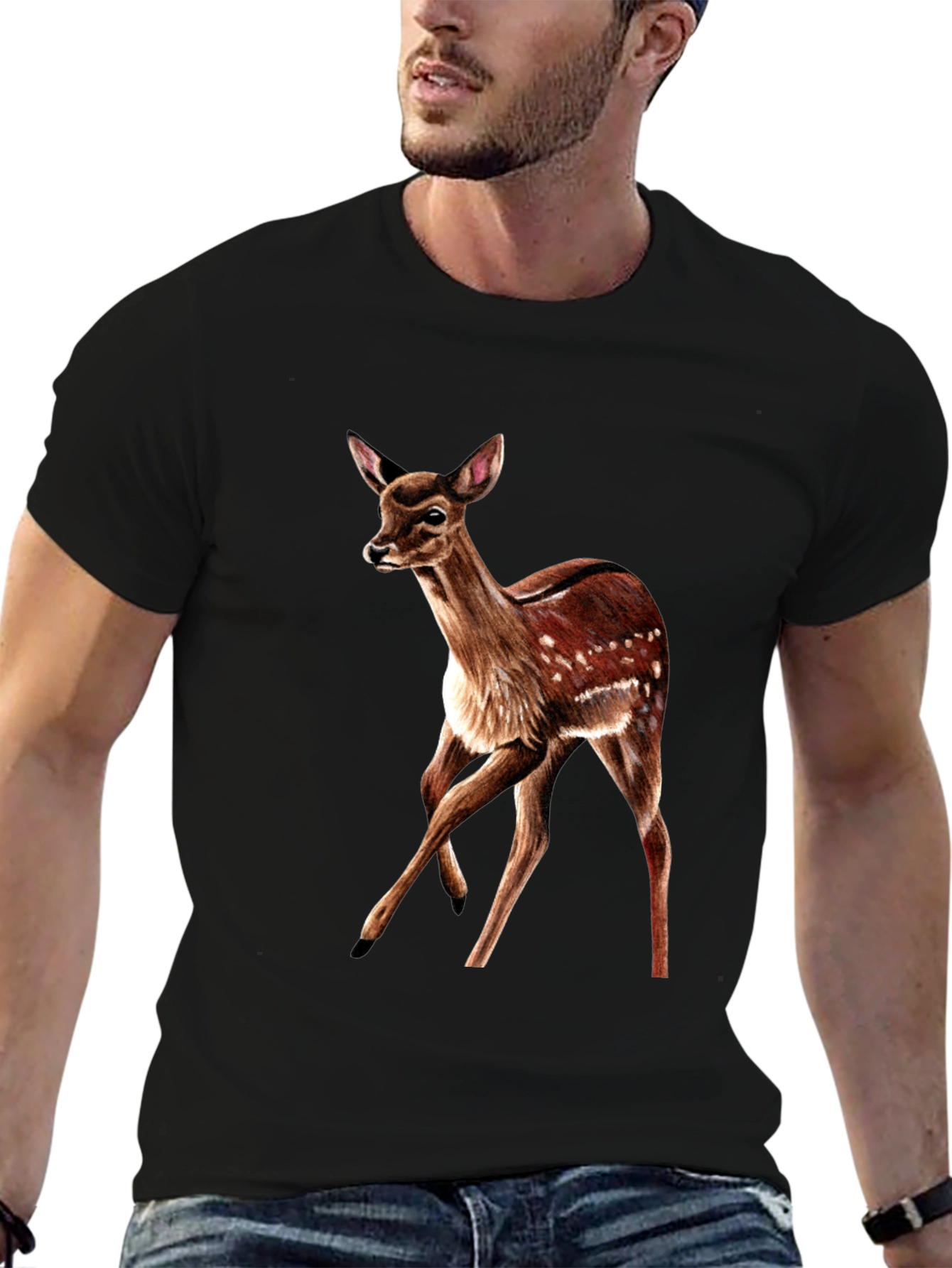 Deer Graphic T-Shirt - Classic Fit Animal Lover