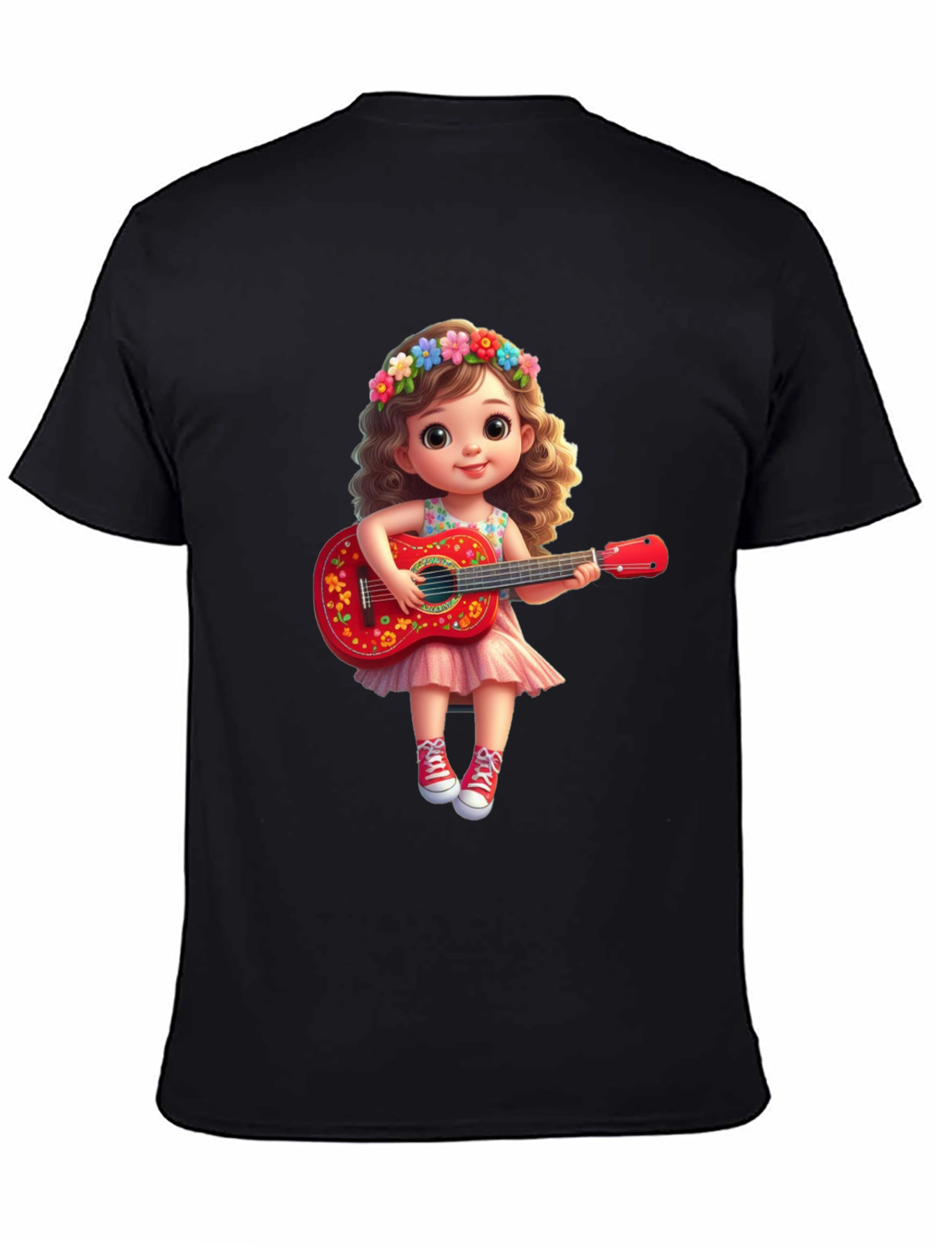 Cute Cartoon Girl with Guitar T-Shirt