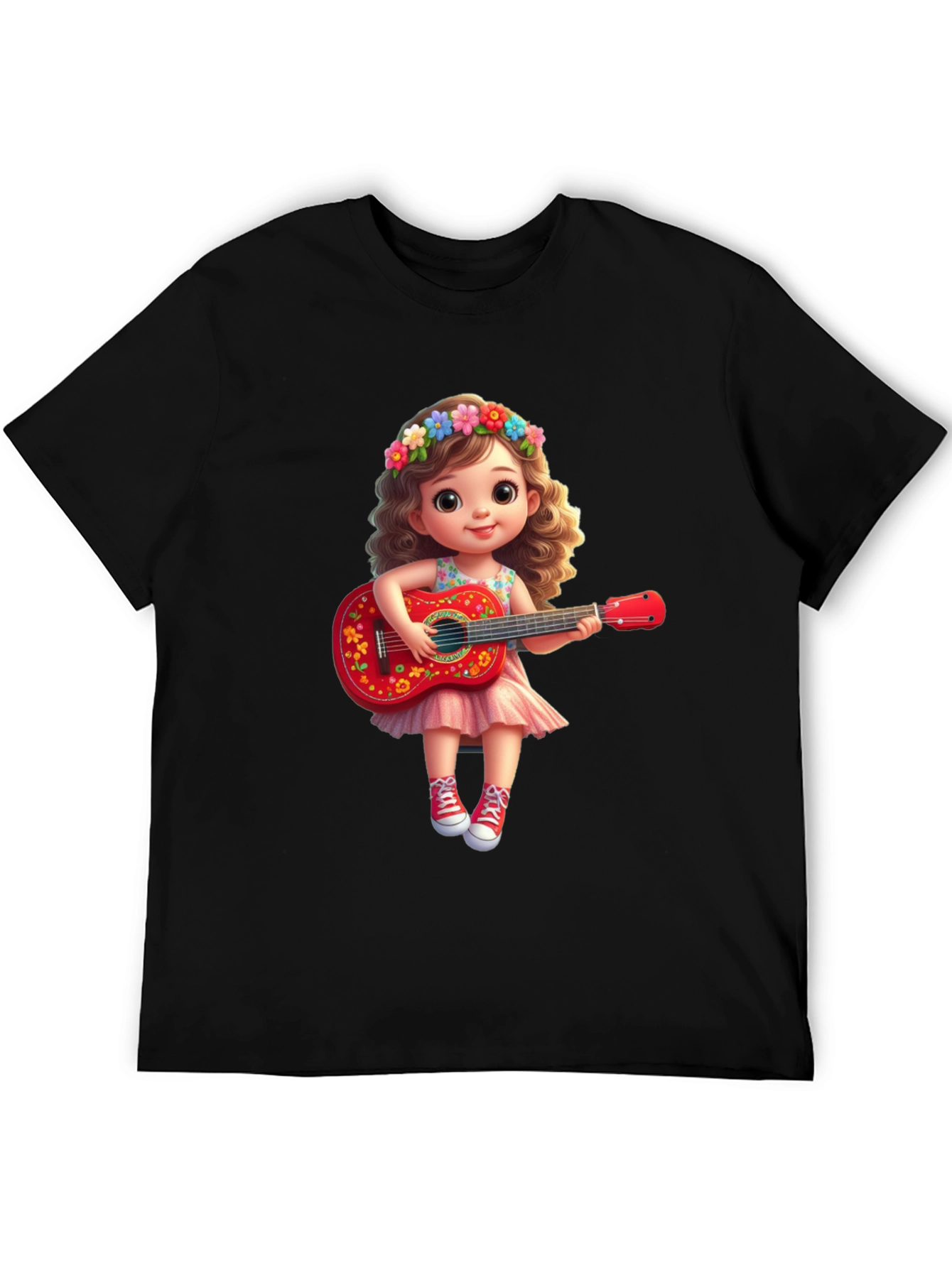 Cute Cartoon Girl with Guitar T-Shirt