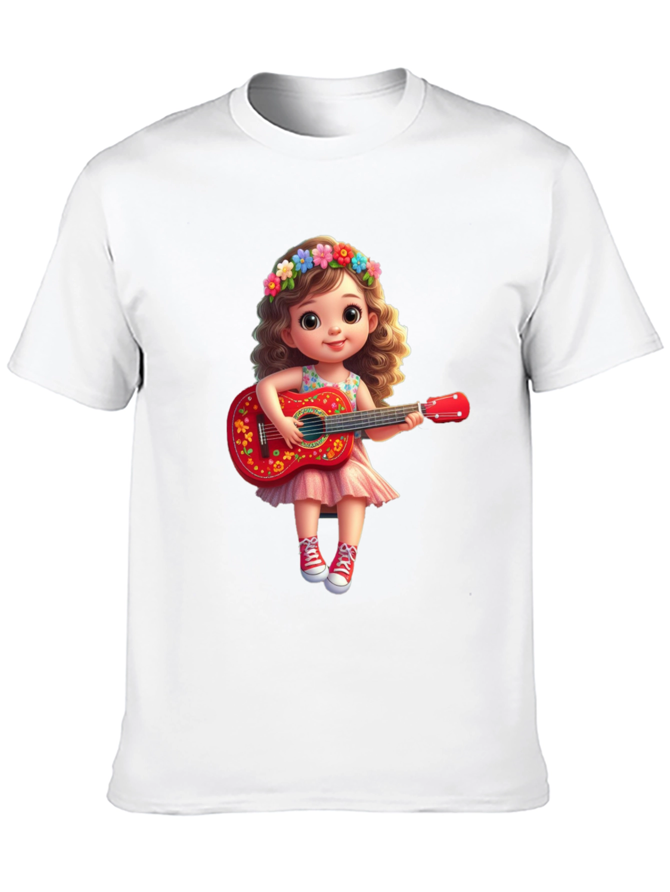 Cute Cartoon Girl with Guitar T-Shirt