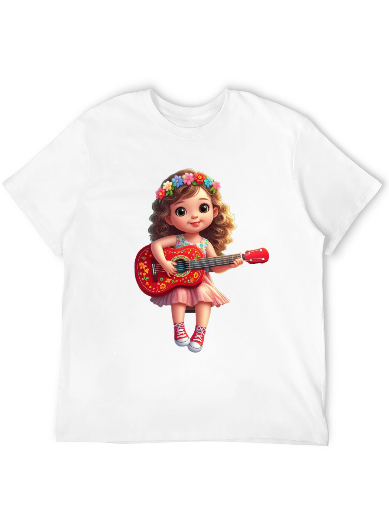 Cute Cartoon Girl with Guitar T-Shirt