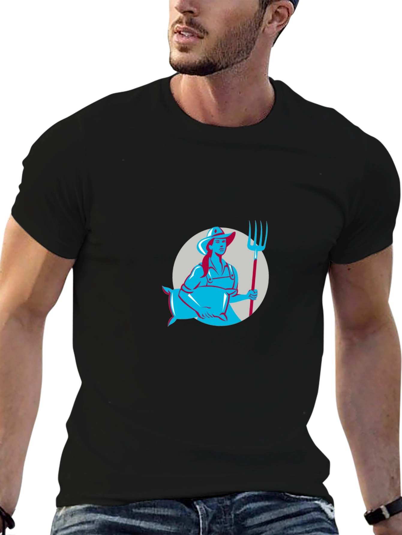 Farmer Graphic Tee - Black Cotton T-Shirt
