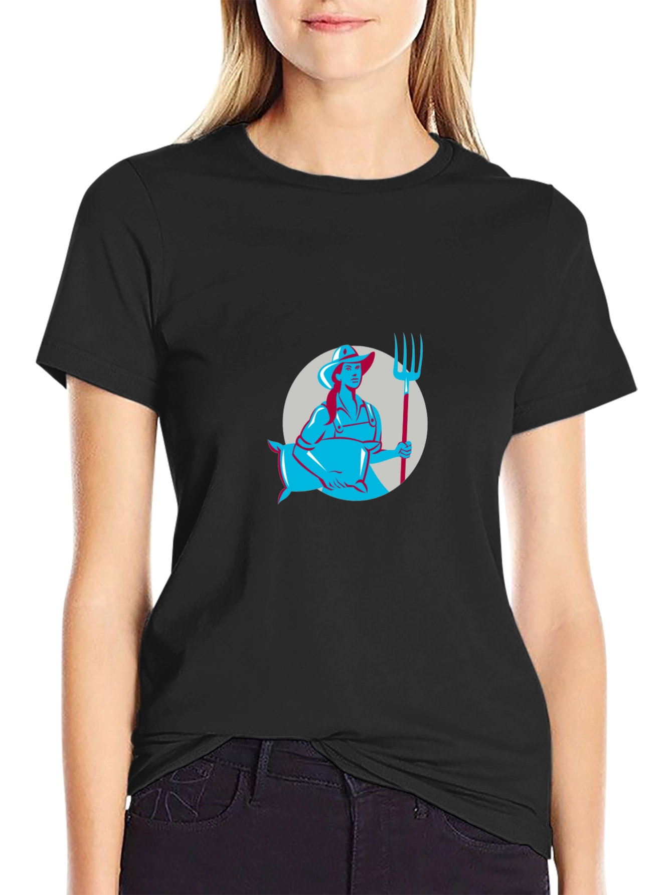 Farmer Graphic Tee - Black Cotton T-Shirt