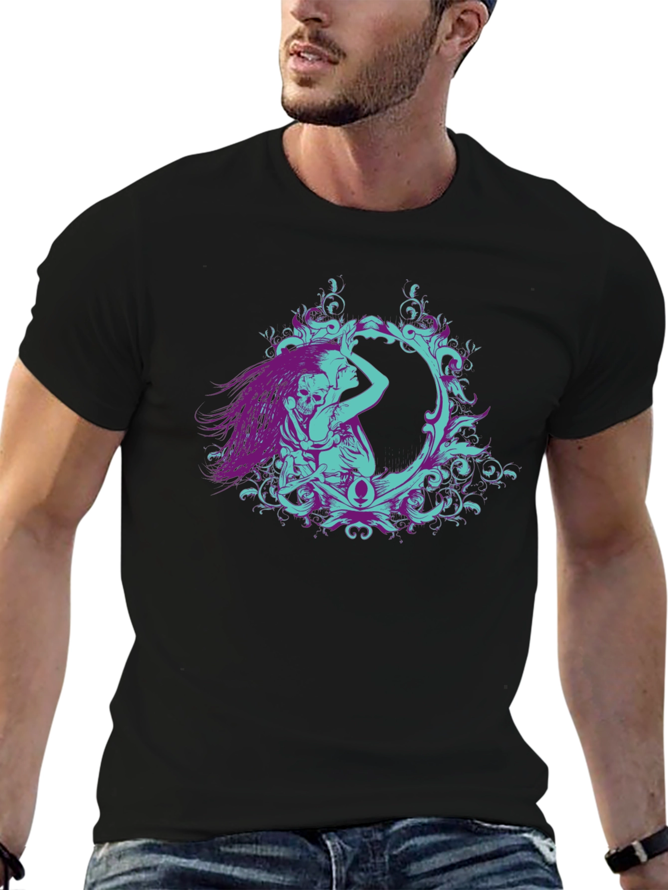 Gothic Embrace Graphic Tee - Black
