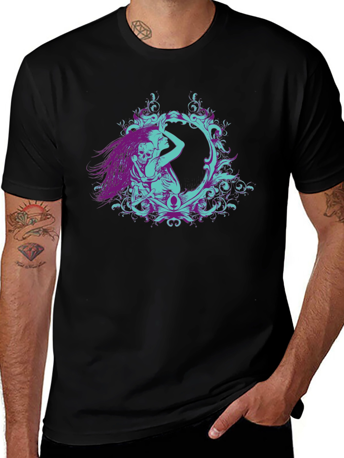 Gothic Embrace Graphic Tee - Black