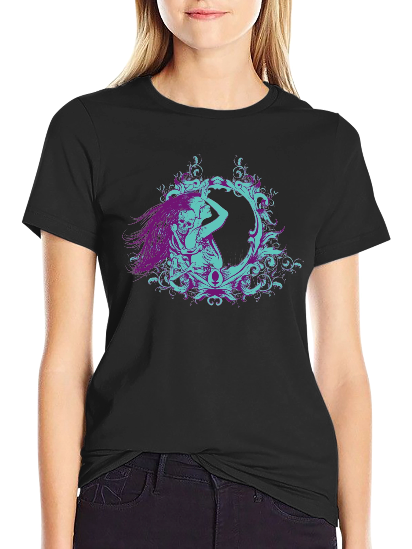 Gothic Embrace Graphic Tee - Black
