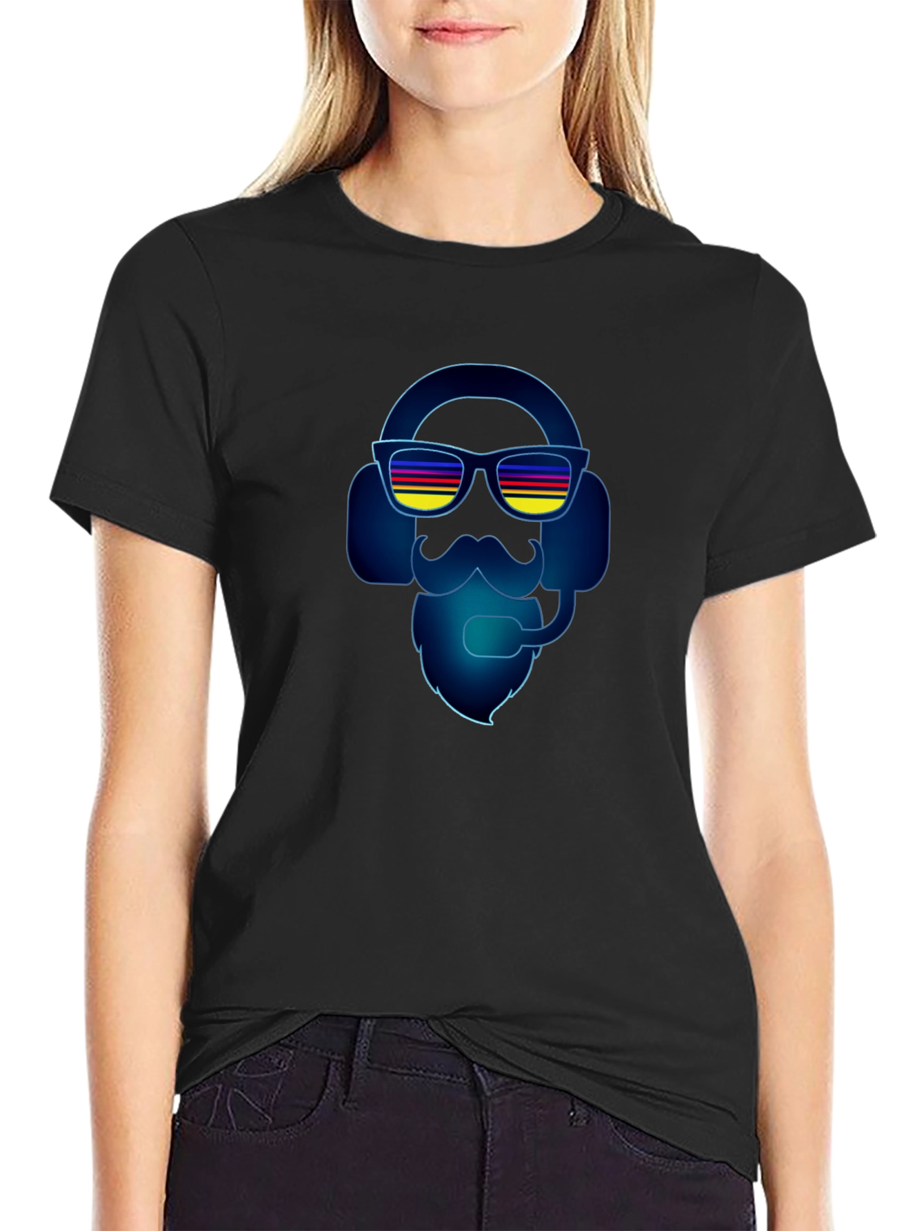 Retro Gamer Headset Beard Graphic Tee