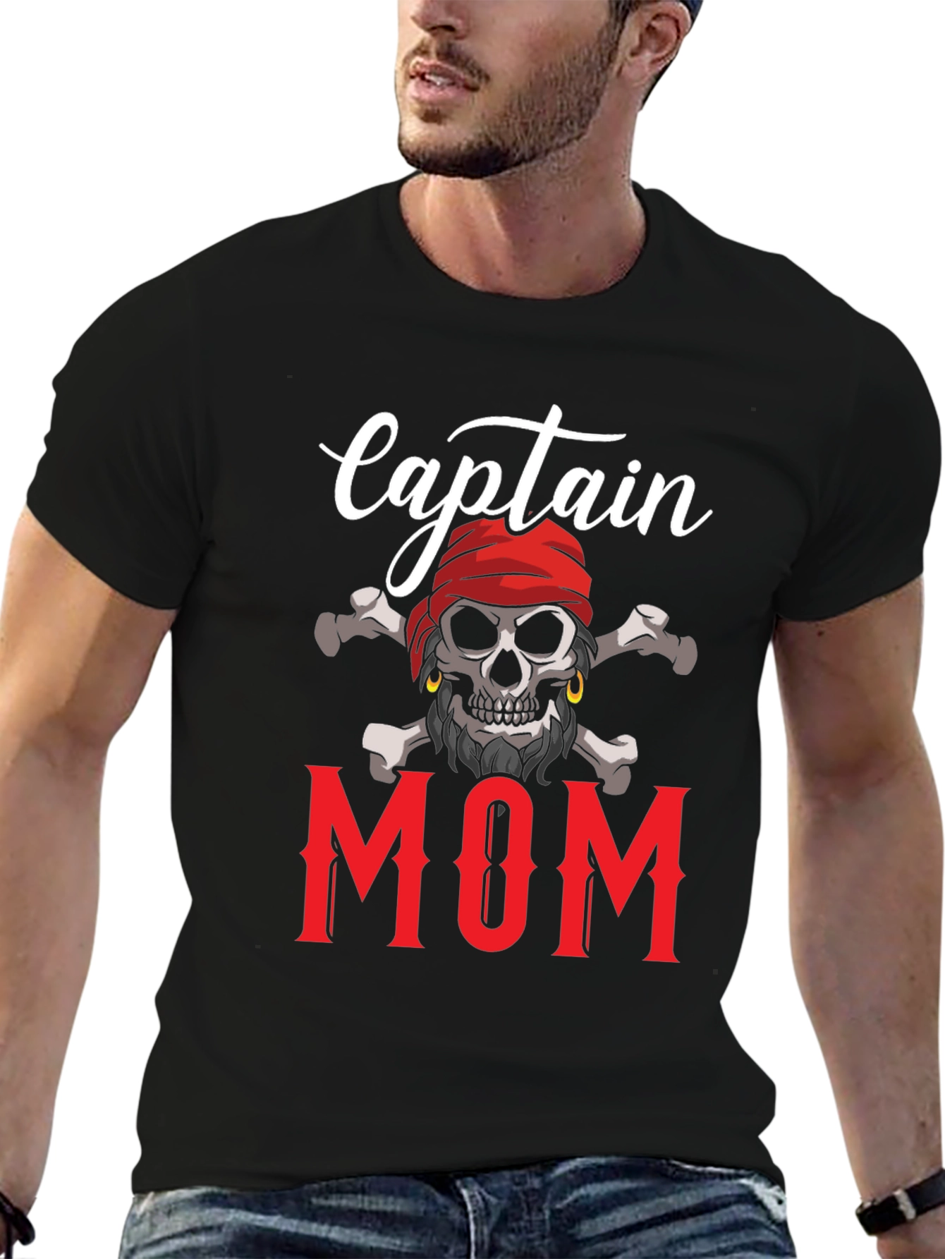 Captain Mom T-Shirt - Pirate Skull Graphic Tee