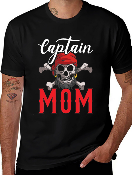 Captain Mom T-Shirt - Pirate Skull Graphic Tee