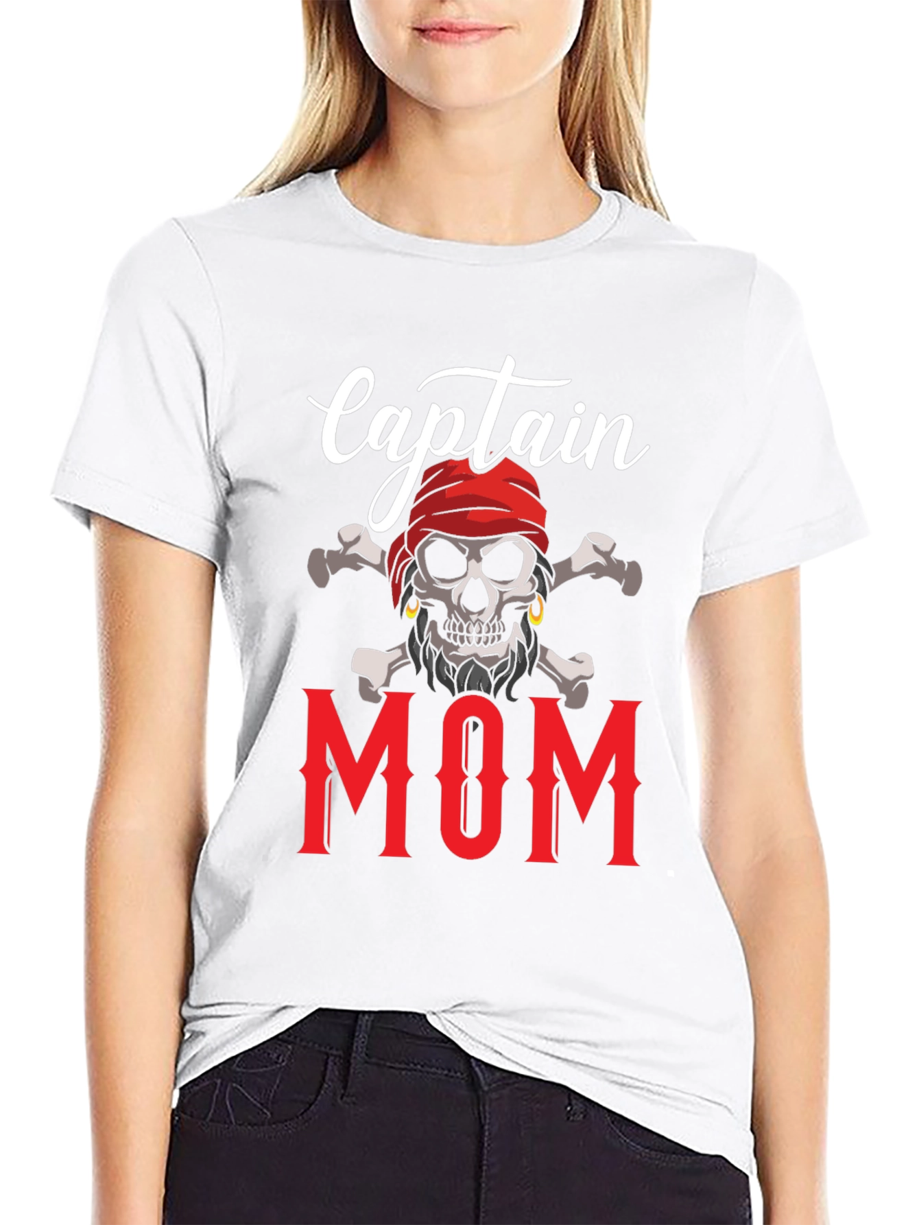 Captain Mom T-Shirt - Pirate Skull Graphic Tee