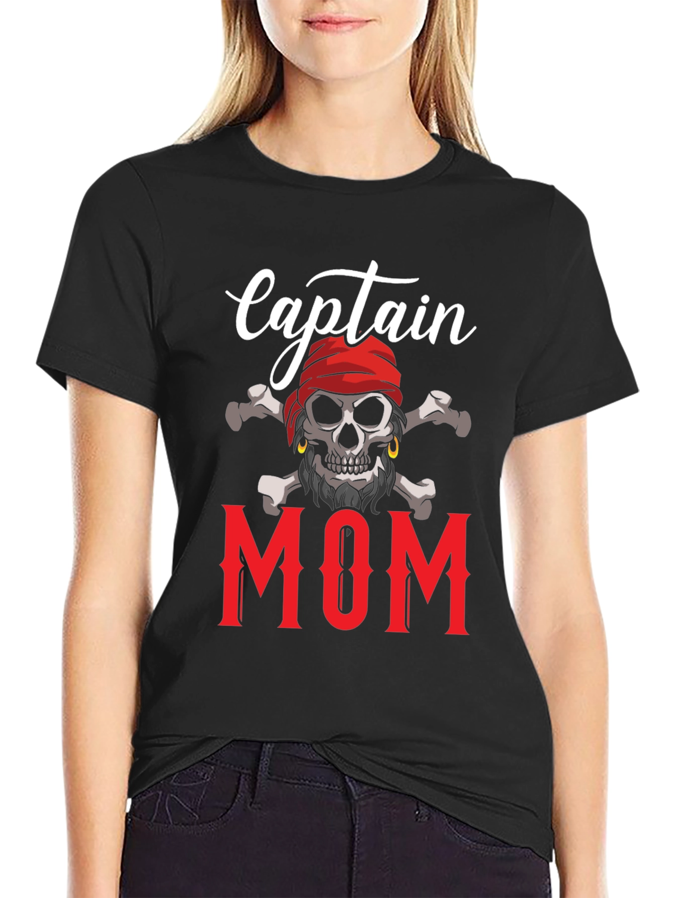 Captain Mom T-Shirt - Pirate Skull Graphic Tee