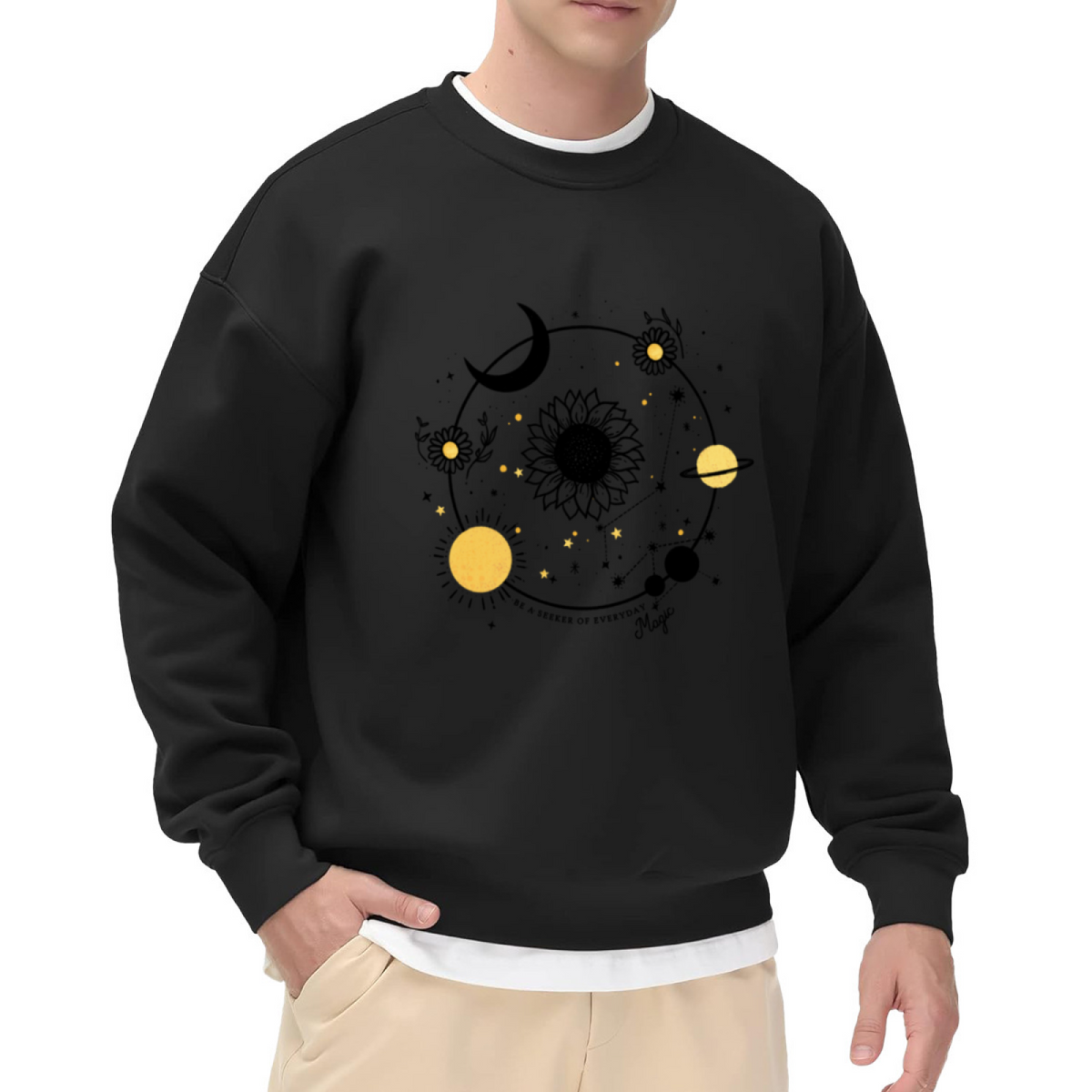 BE A SEEKER OF EVERYDAY MAGIC - Sun & Moon Graphic ԲÁìÎÀÒÂ | Unisex Pullover Sweatshirt