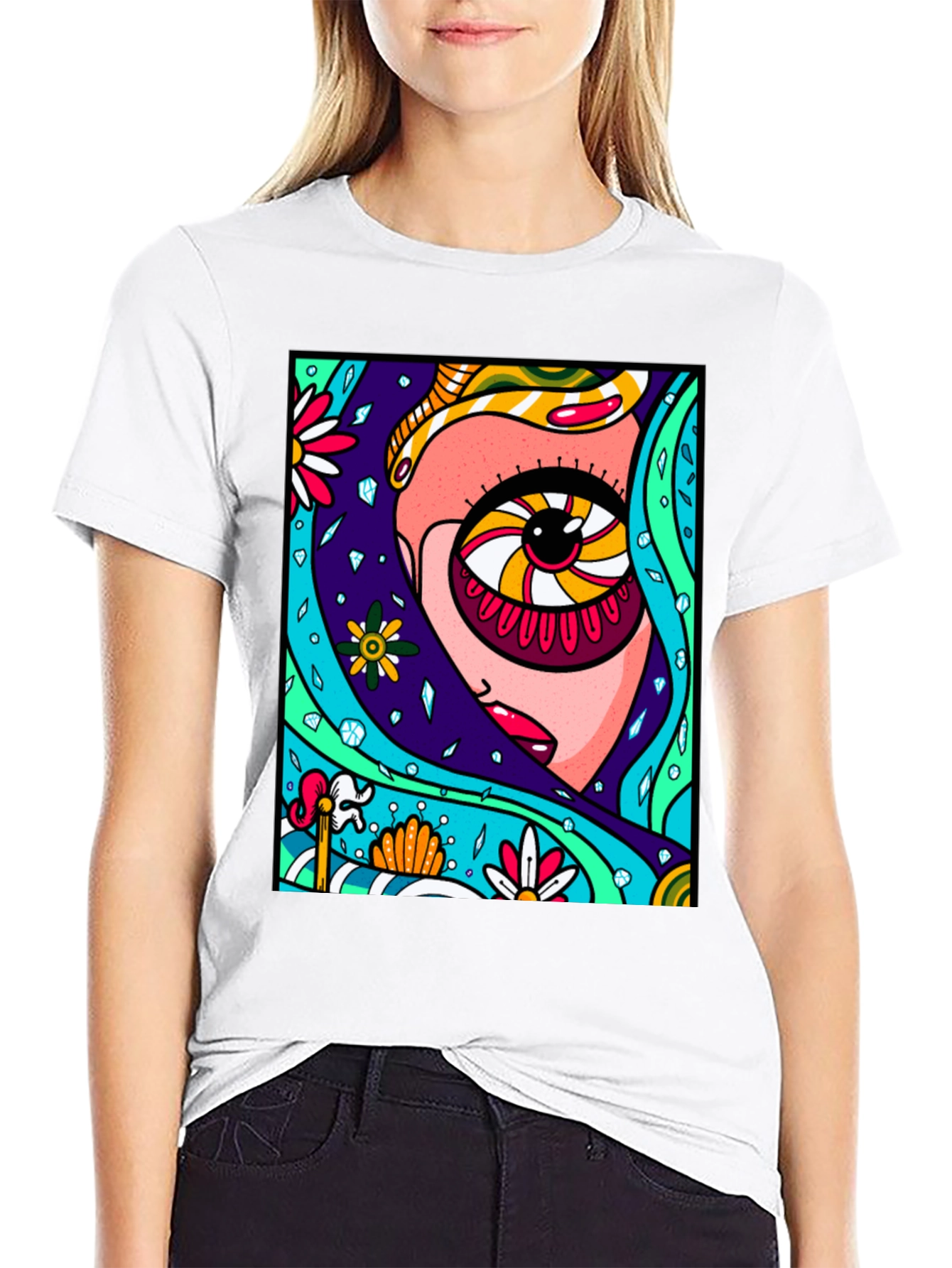 Eye-Catching Abstract Graphic Print Black T-Shirt
