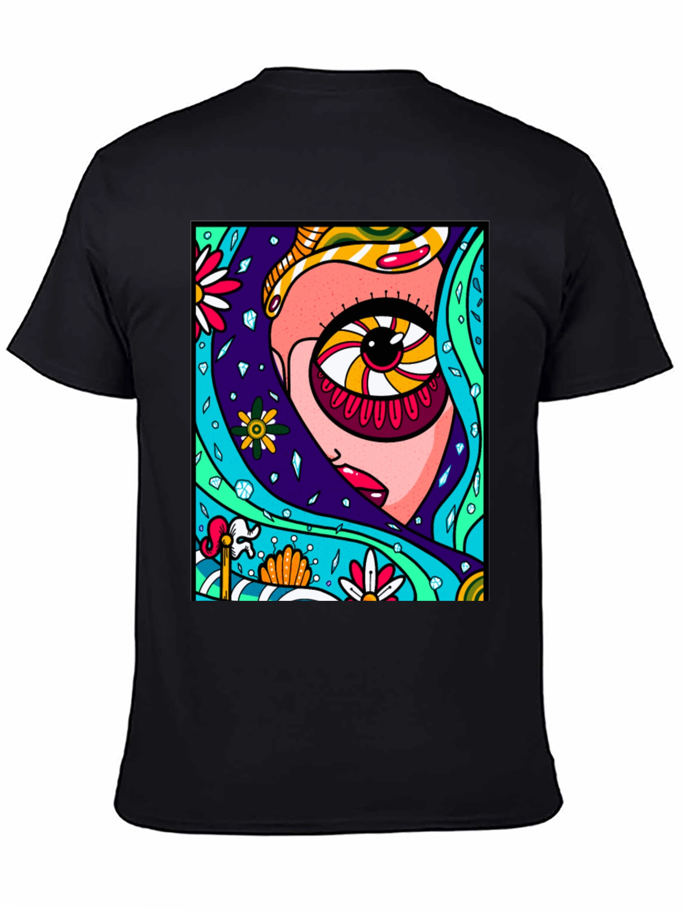Eye-Catching Abstract Graphic Print Black T-Shirt