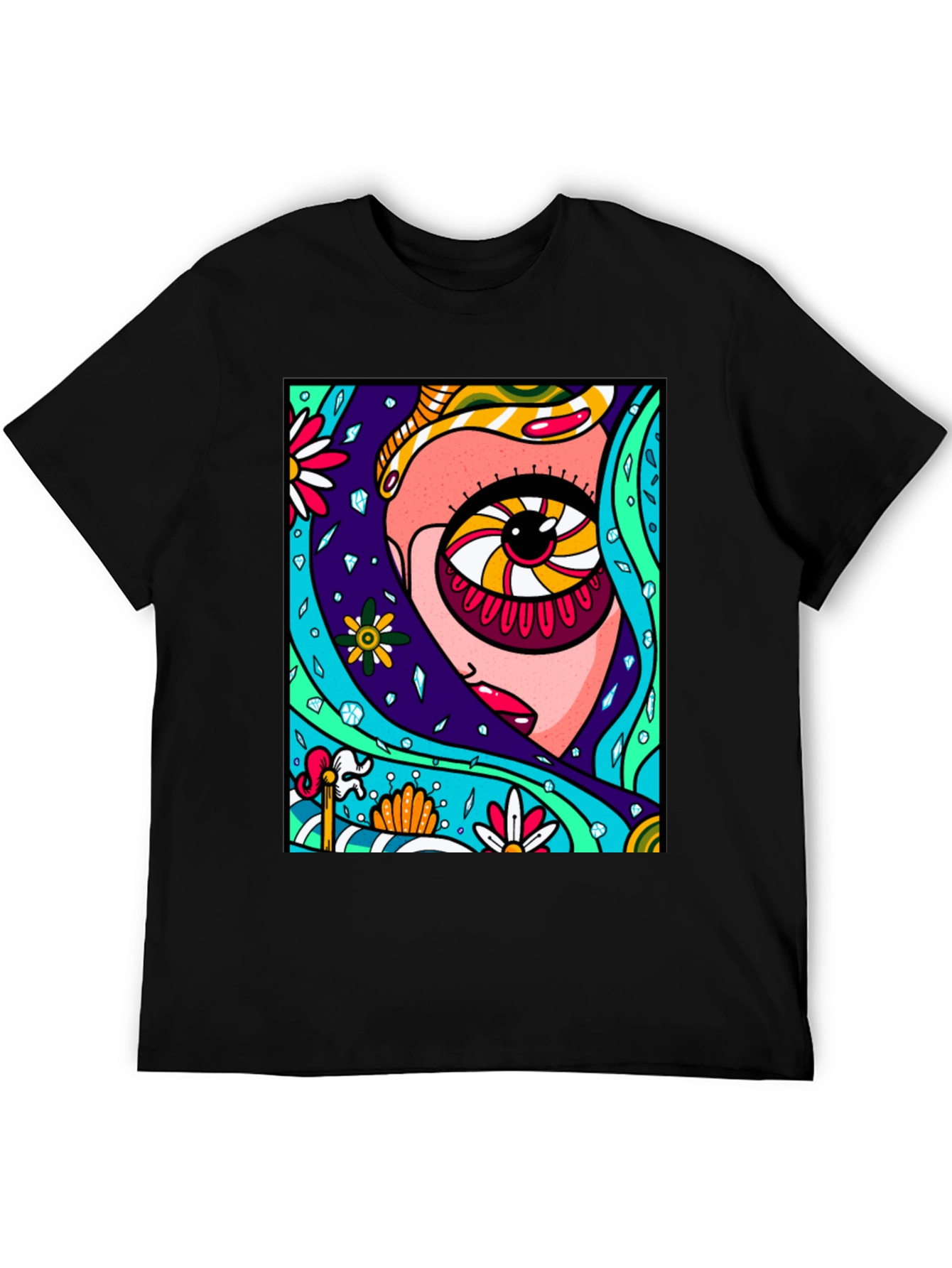 Eye-Catching Abstract Graphic Print Black T-Shirt