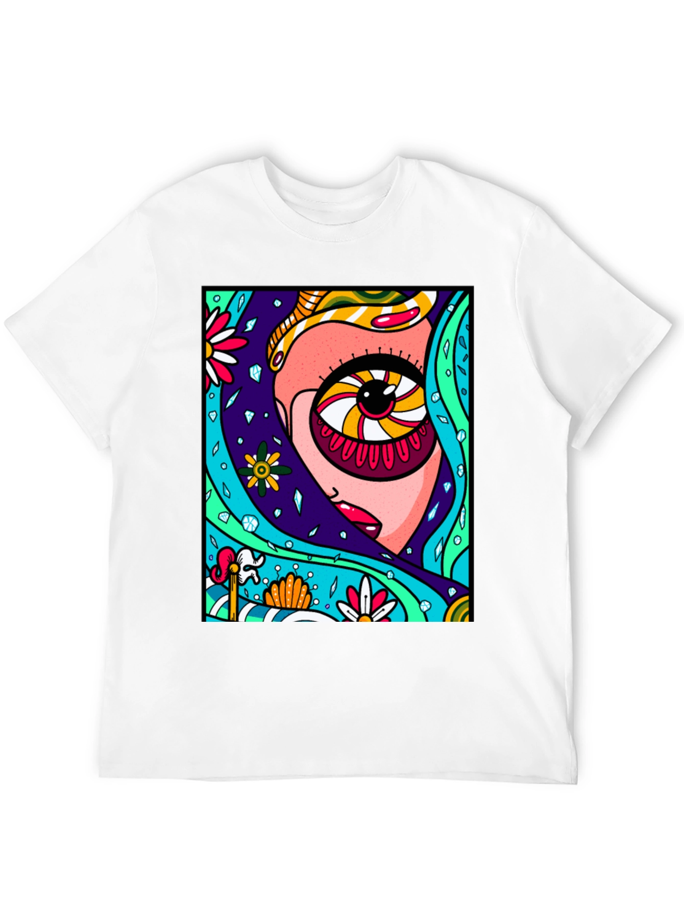 Eye-Catching Abstract Graphic Print Black T-Shirt