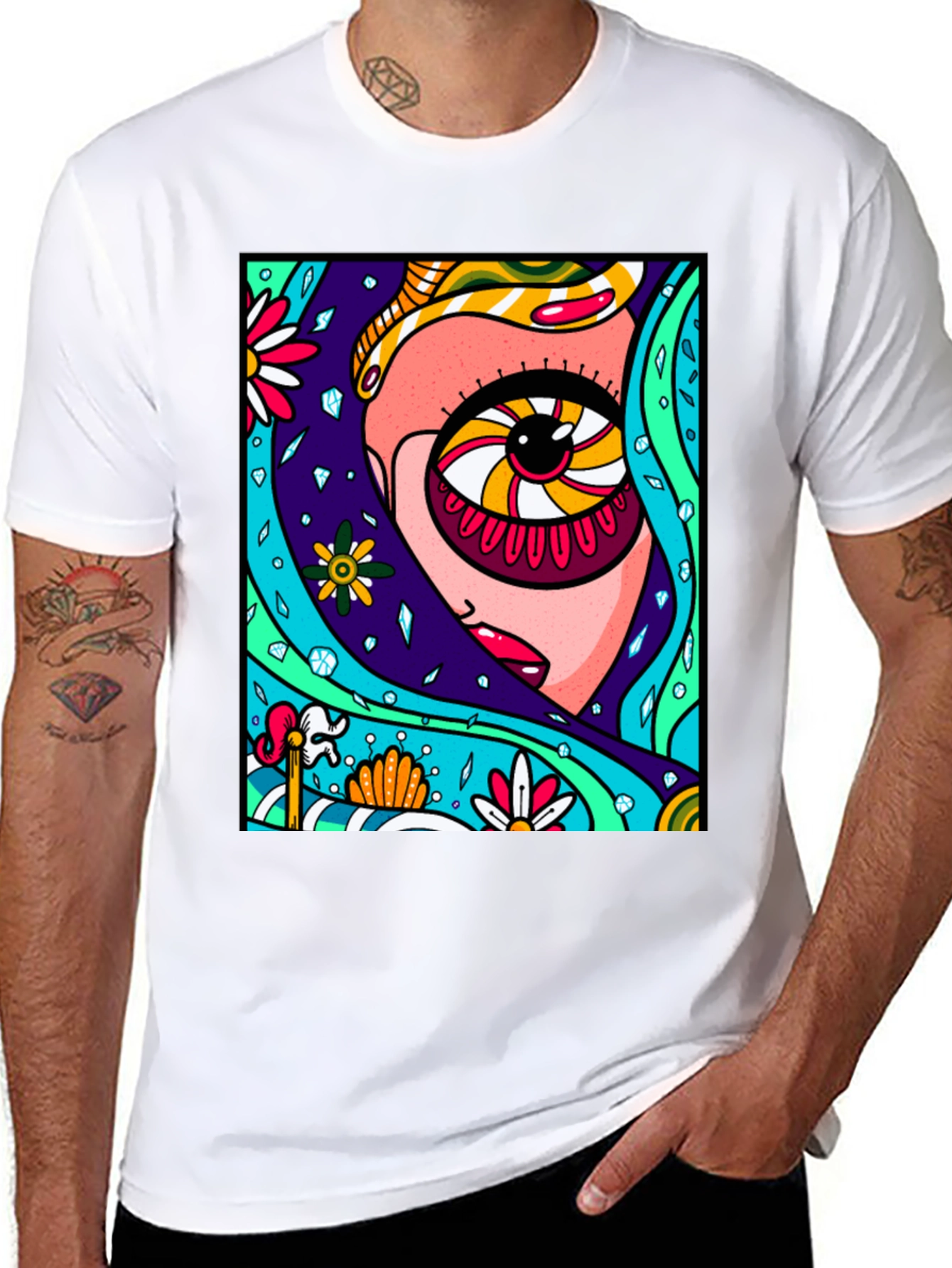 Eye-Catching Abstract Graphic Print Black T-Shirt