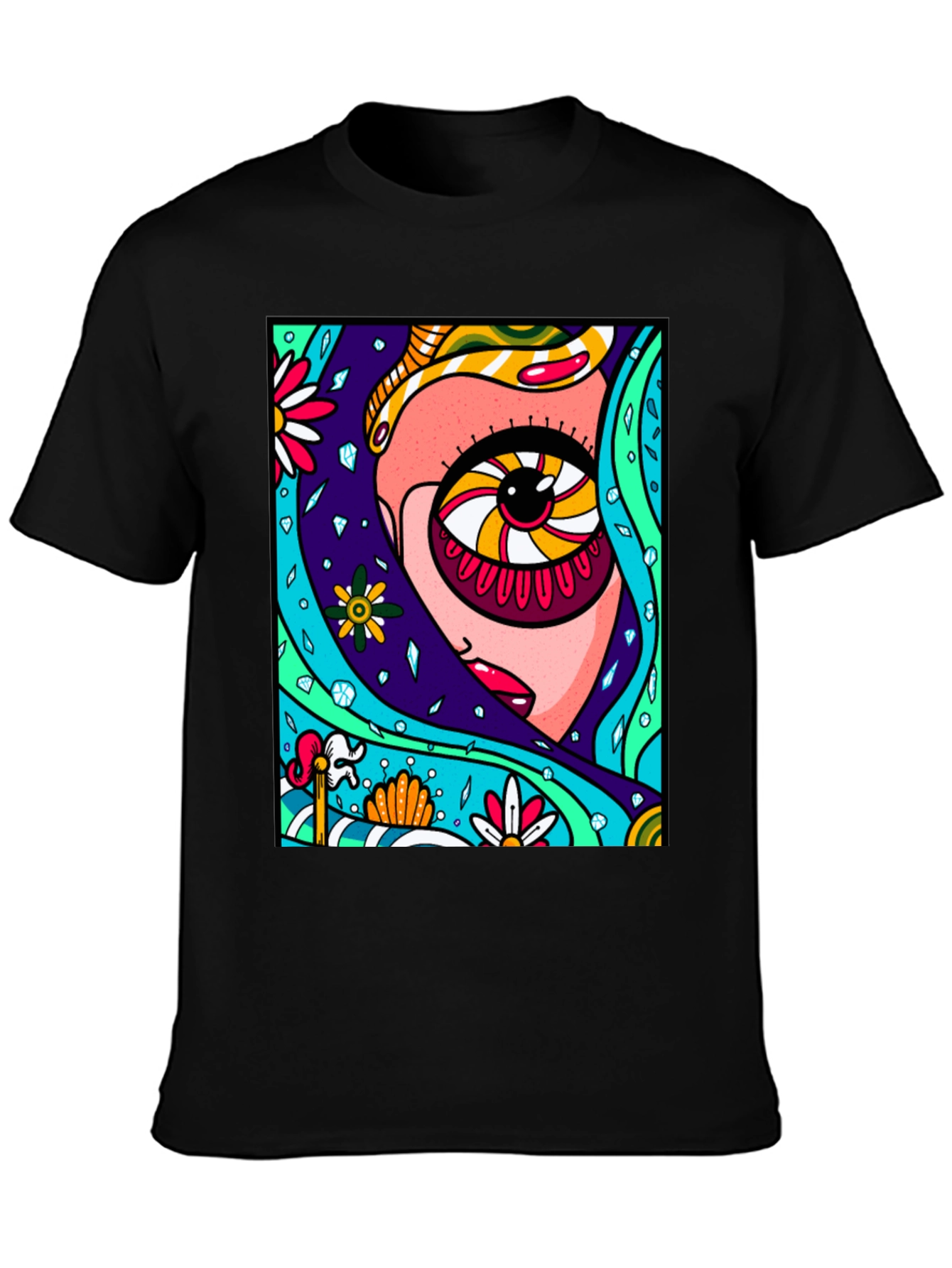 Eye-Catching Abstract Graphic Print Black T-Shirt