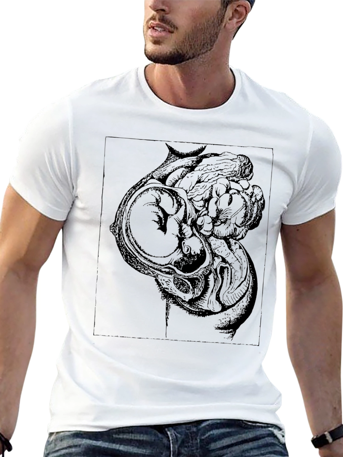 Anatomical Fetus Graphic Print Black T-Shirt