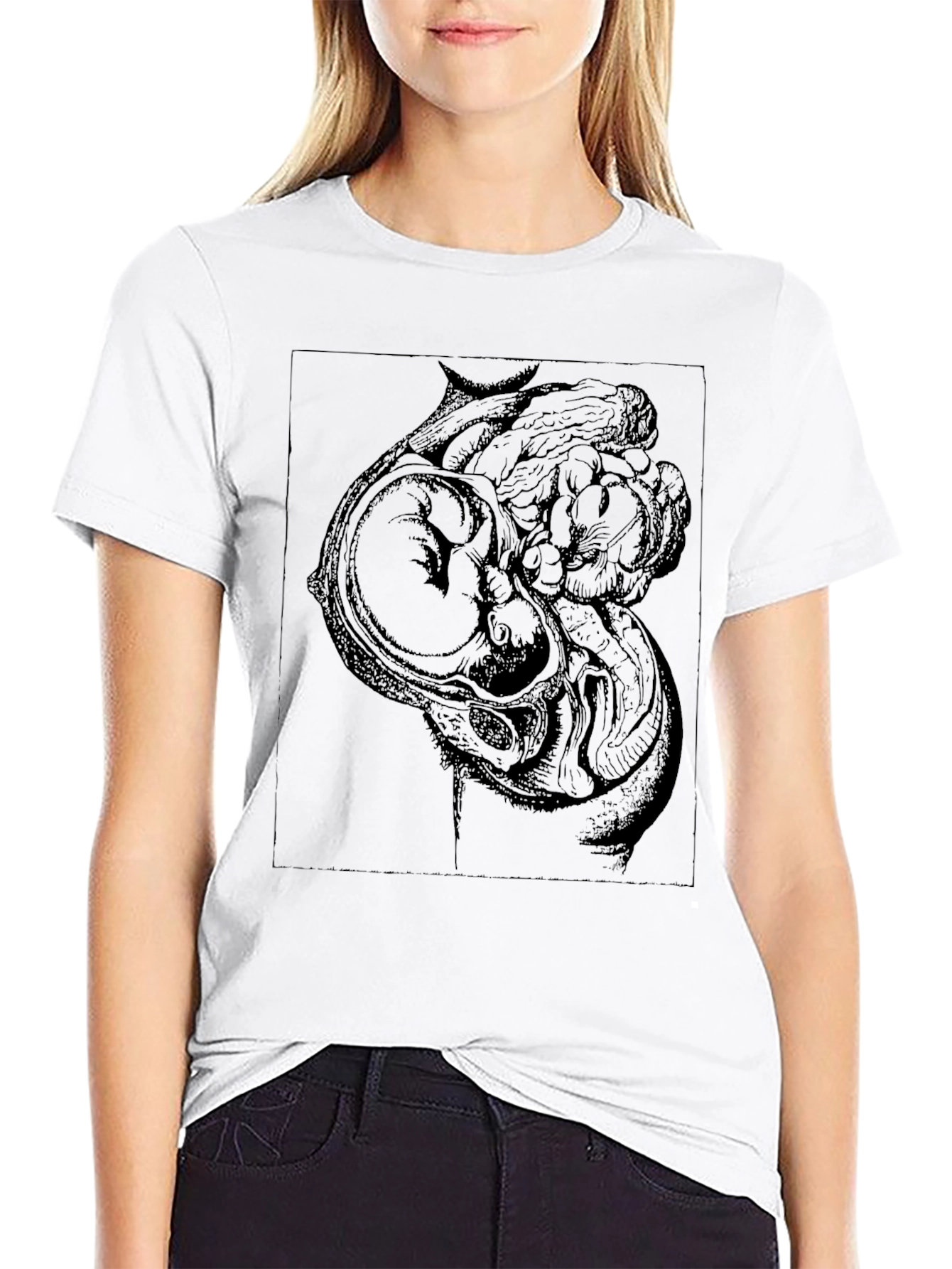 Anatomical Fetus Graphic Print Black T-Shirt