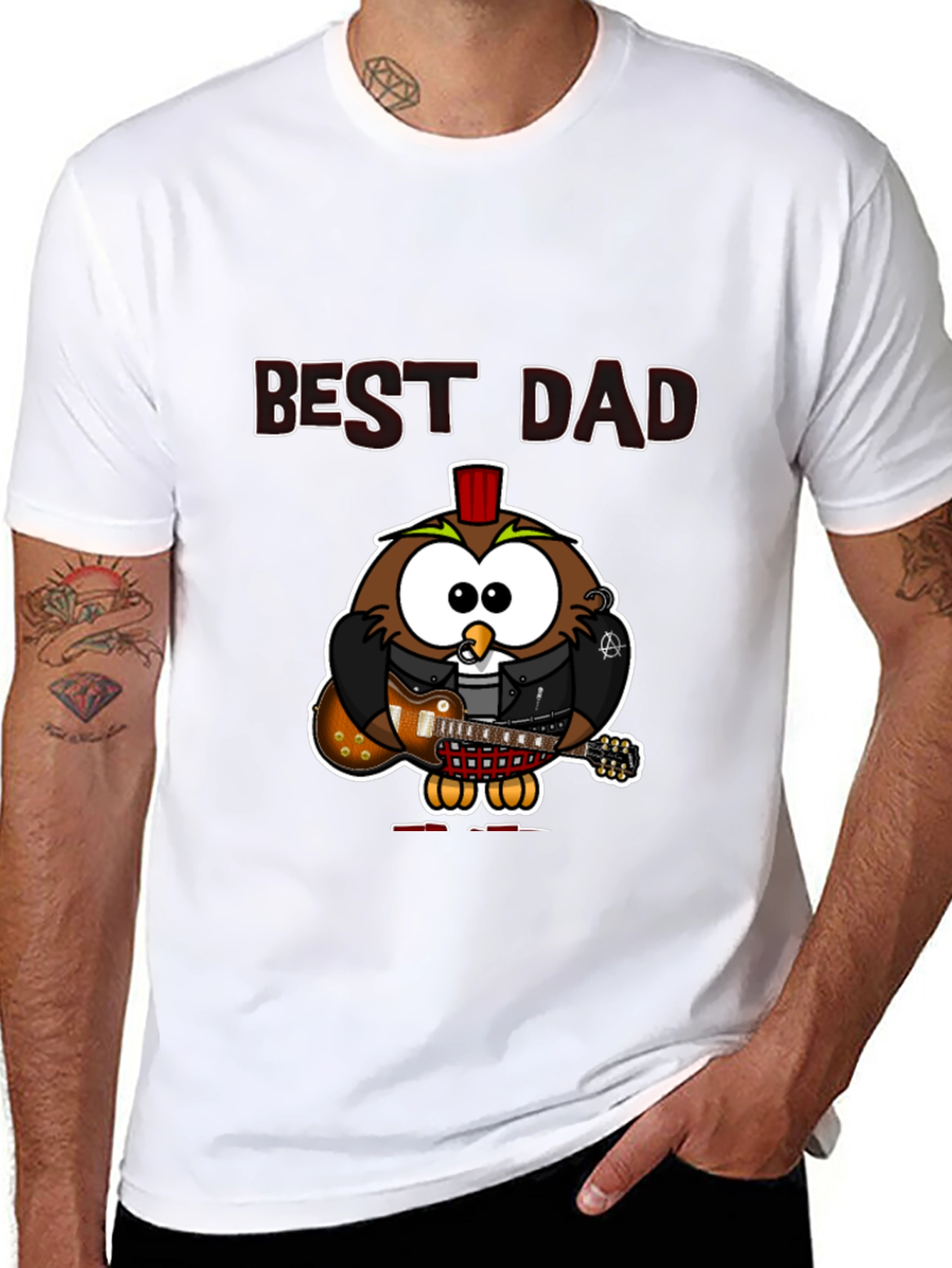 Best Dad Owl Guitar T-Shirt