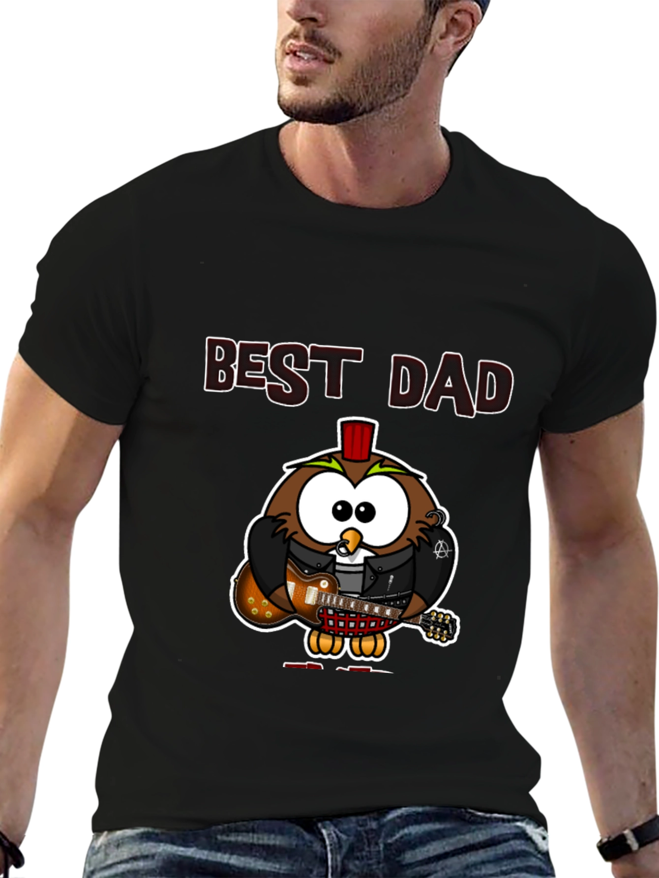 Best Dad Owl Guitar T-Shirt