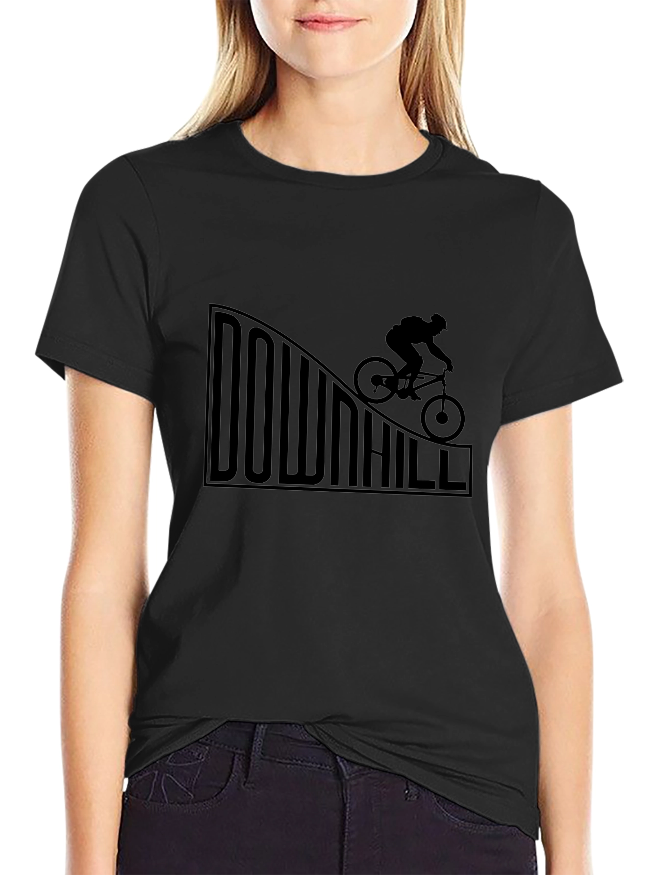 Downhill Biker Graphic Tee - Black