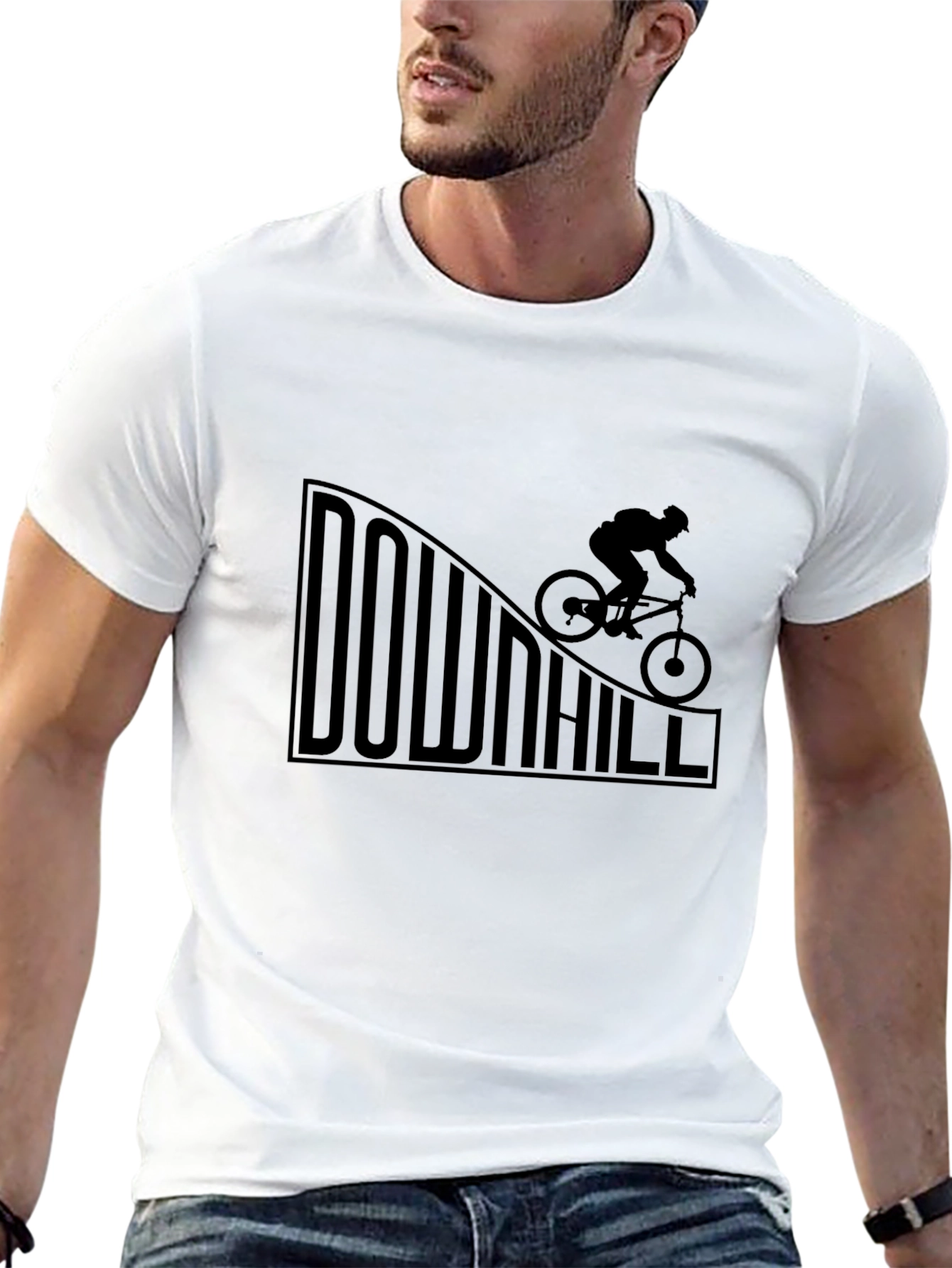 Downhill Biker Graphic Tee - Black