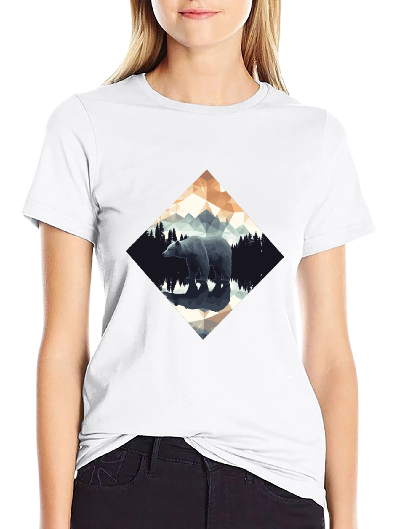 Geometric Bear Graphic T-Shirt