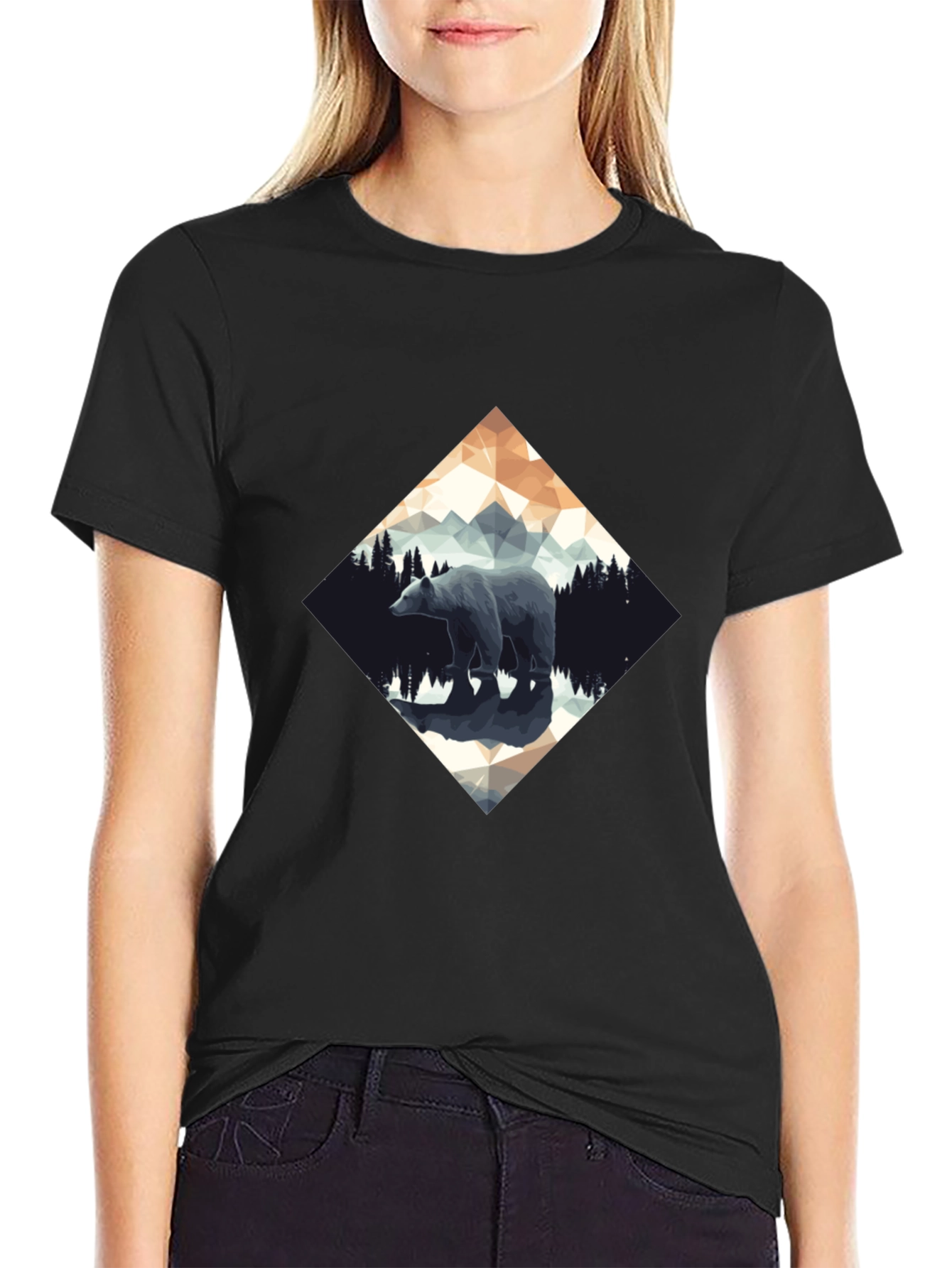 Geometric Bear Graphic T-Shirt