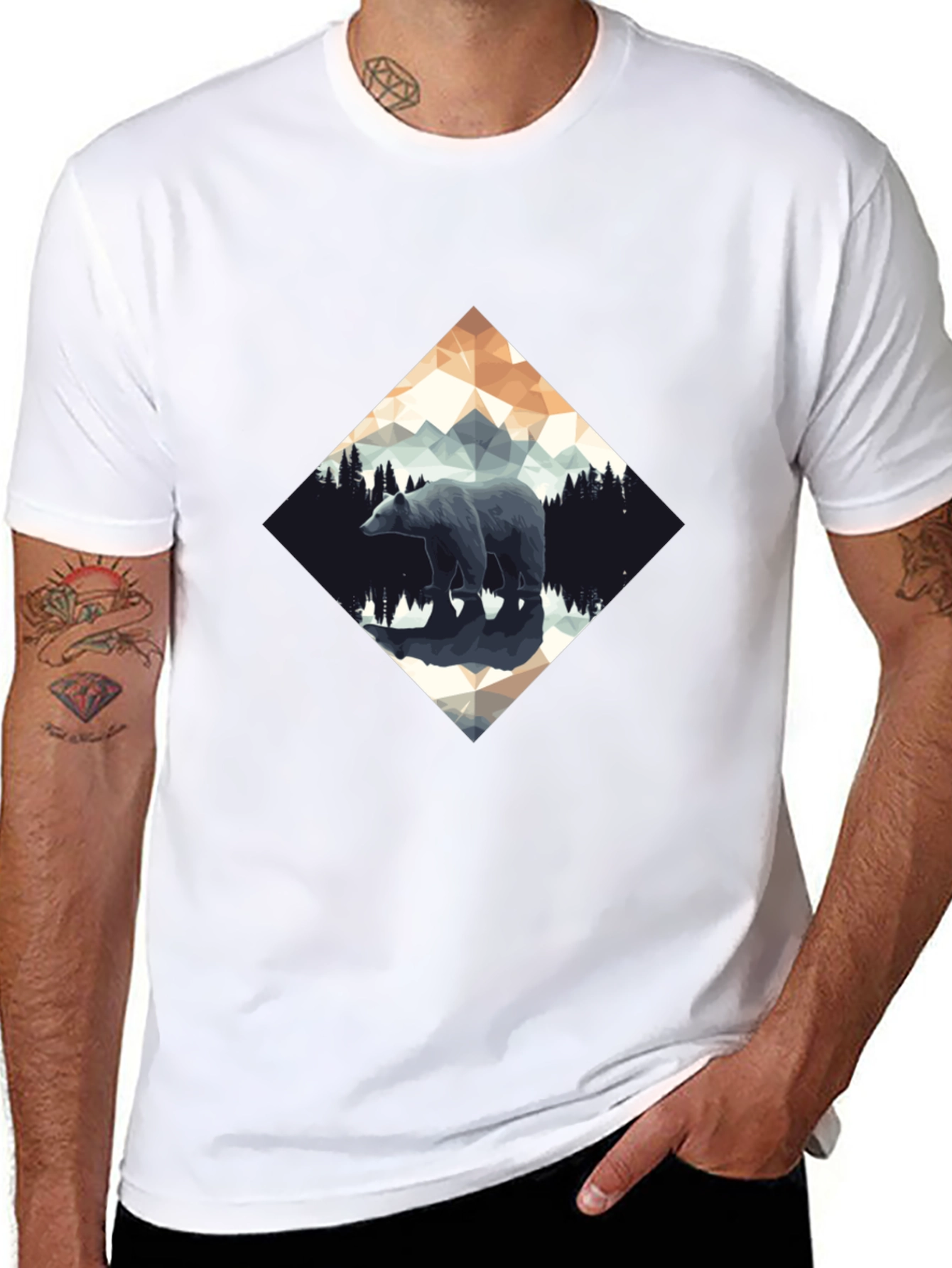 Geometric Bear Graphic T-Shirt