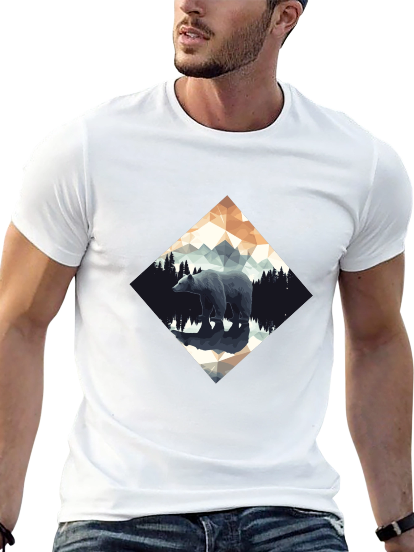 Geometric Bear Graphic T-Shirt