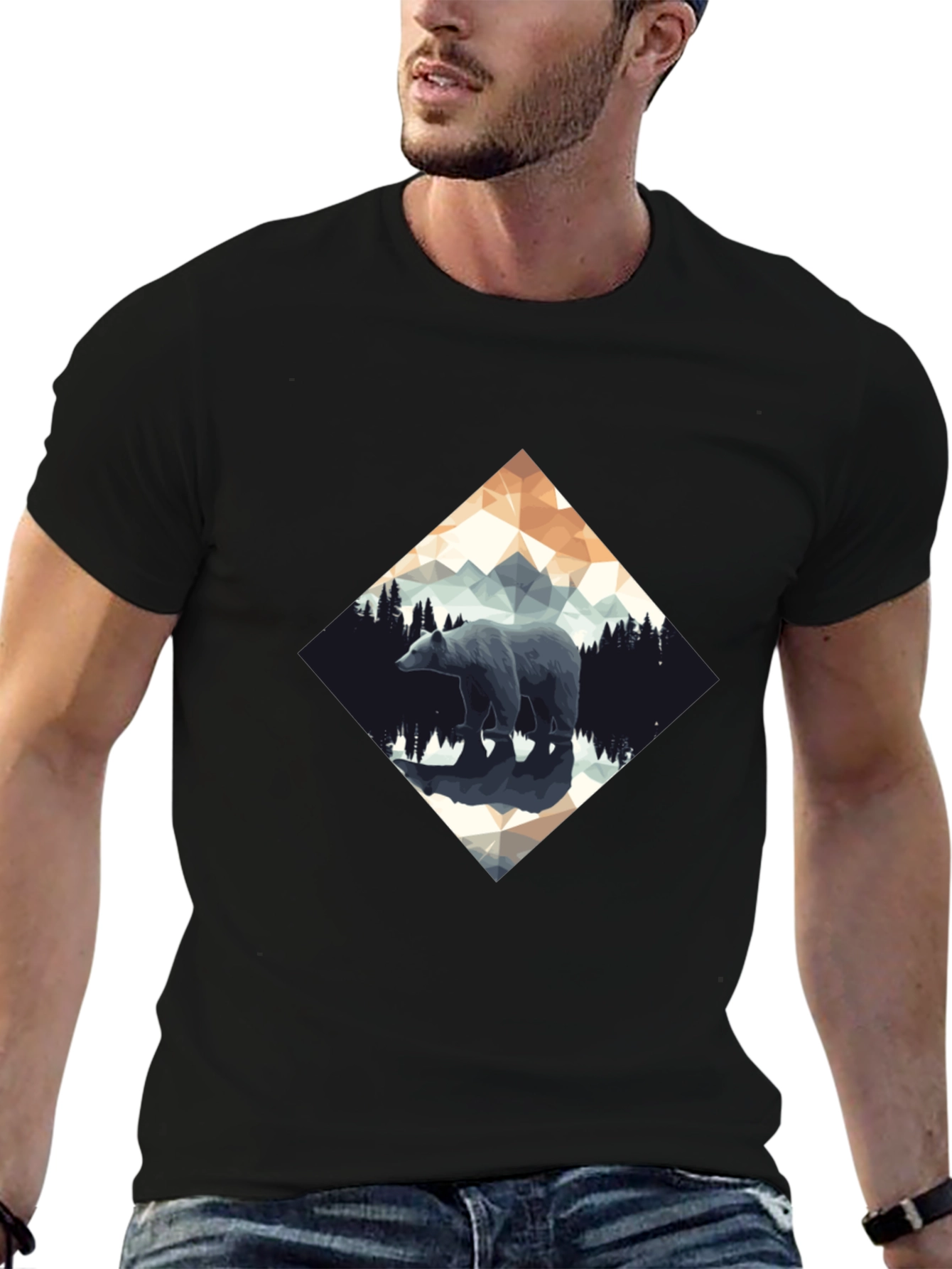 Geometric Bear Graphic T-Shirt